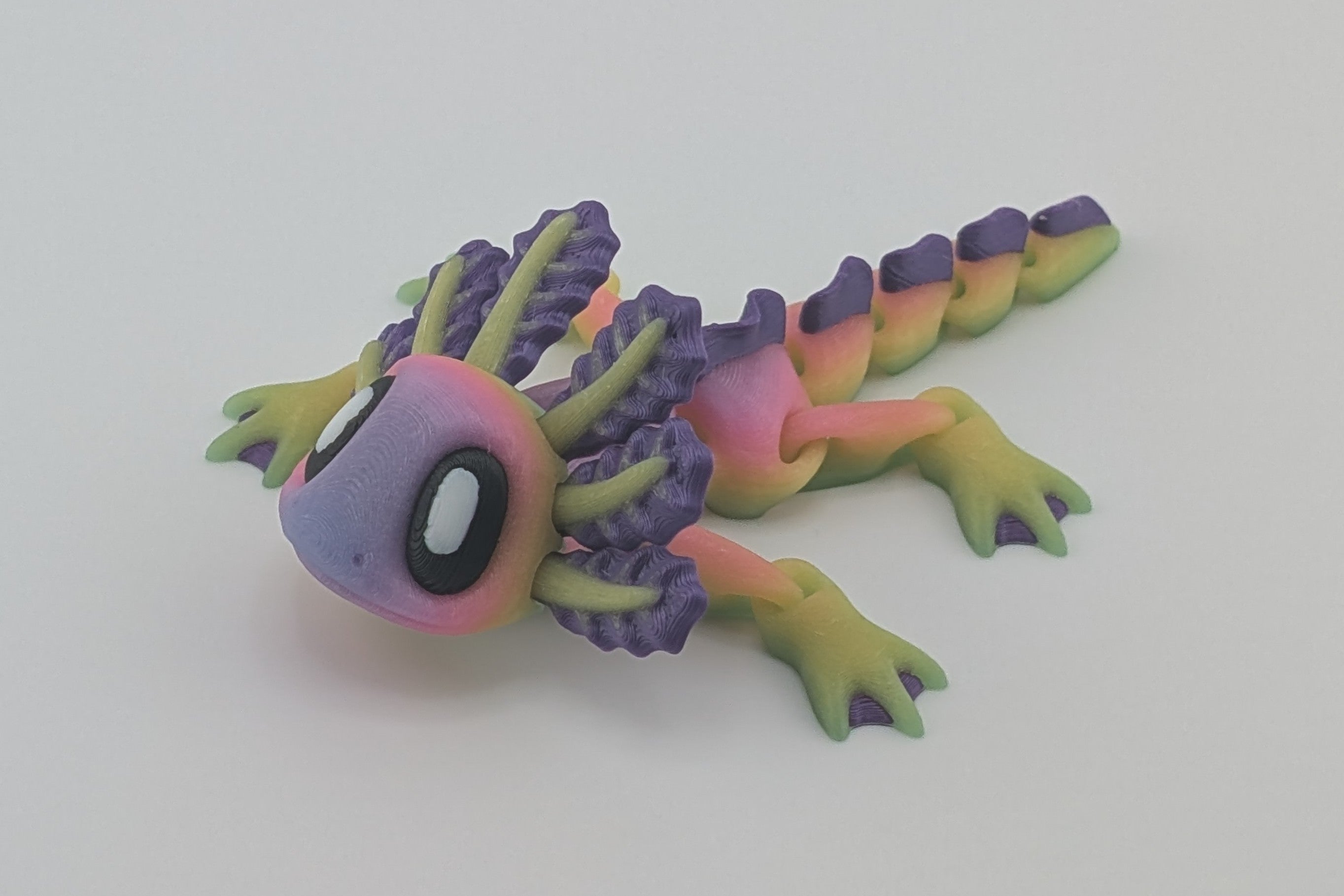 Neon Axolotl Magnet Flexi Fidget– Glow-in-the-Dark Amphibian Friend
