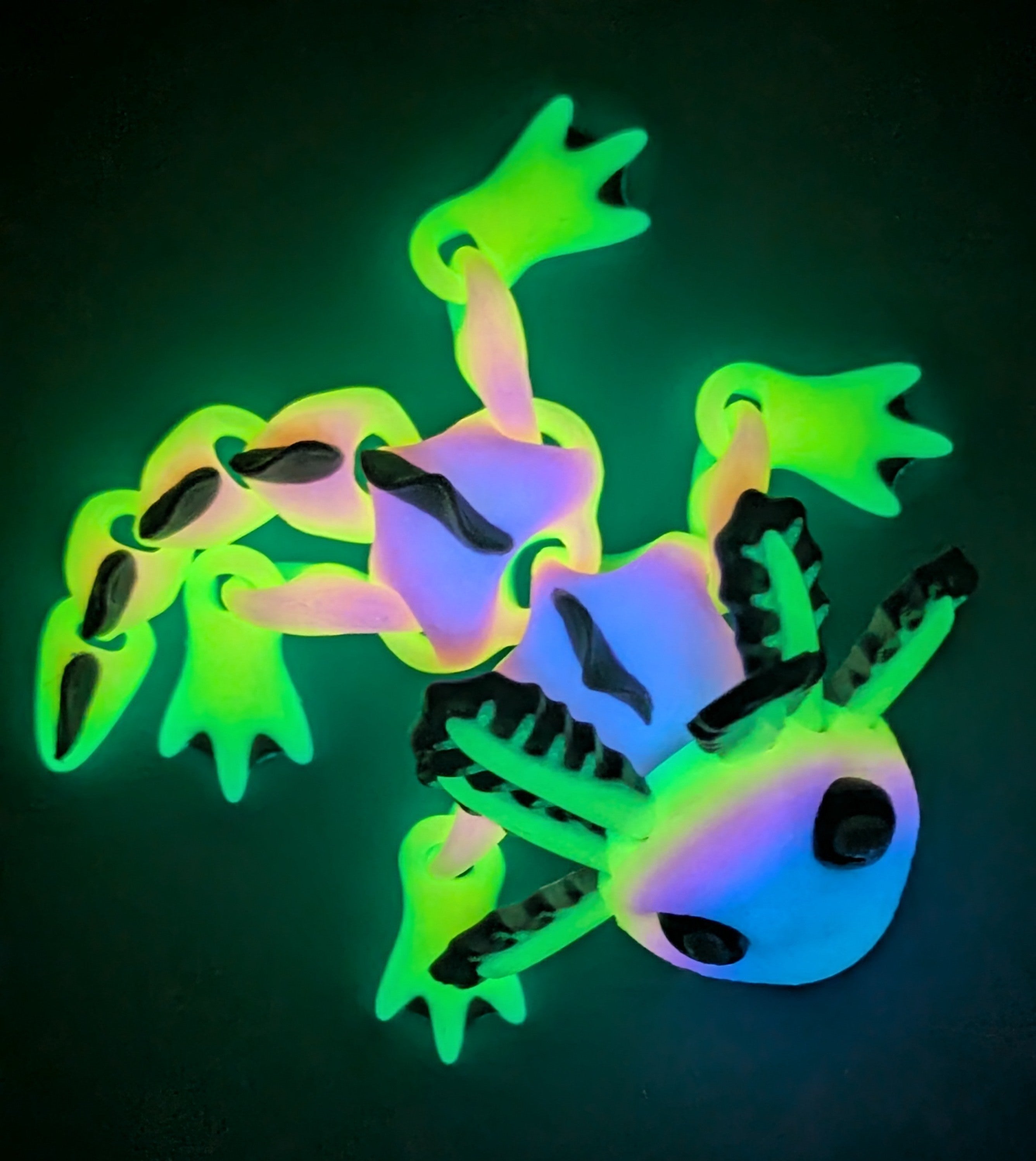Neon Axolotl Magnet Flexi Fidget– Glow-in-the-Dark Amphibian Friend