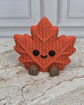 2.4" Faux Crochet Maple Leaf Figurine 3D Printed Knit Autumn Desk Pet Fall Tiered Tray Decor