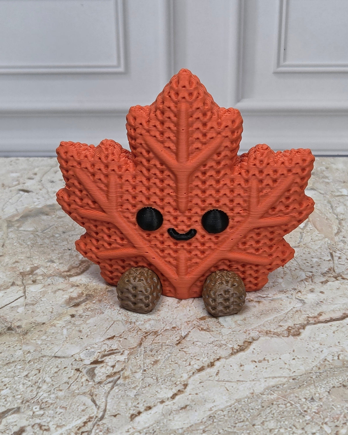 2.4" Faux Crochet Maple Leaf Figurine 3D Printed Knit Autumn Desk Pet Fall Tiered Tray Decor