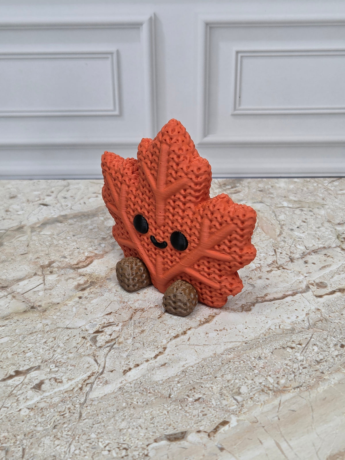 2.4" Faux Crochet Maple Leaf Figurine 3D Printed Knit Autumn Desk Pet Fall Tiered Tray Decor