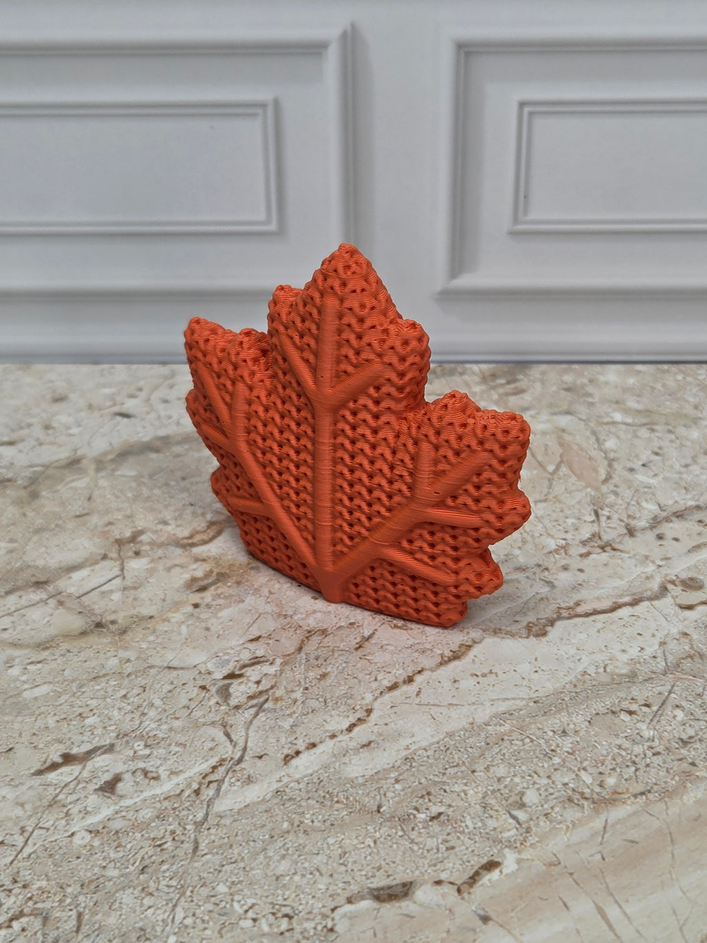 2.4" Faux Crochet Maple Leaf Figurine 3D Printed Knit Autumn Desk Pet Fall Tiered Tray Decor