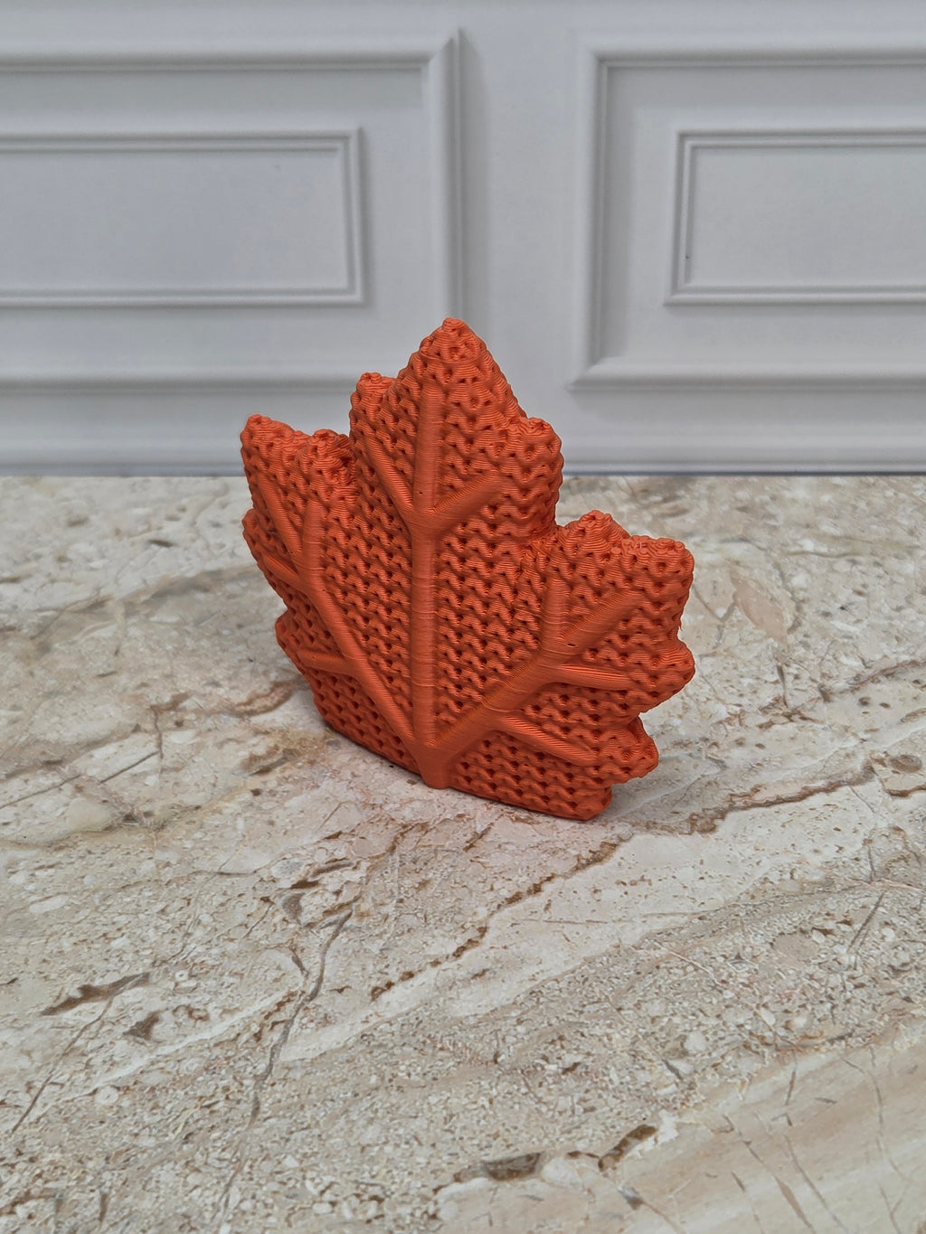 2.4" Faux Crochet Maple Leaf Figurine 3D Printed Knit Autumn Desk Pet Fall Tiered Tray Decor