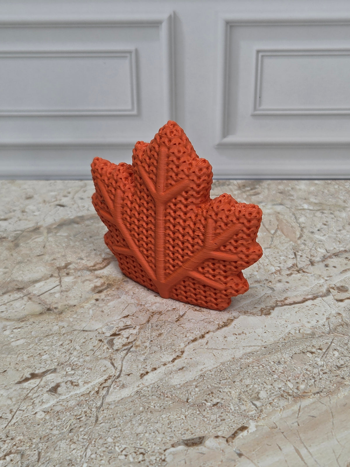 2.4" Faux Crochet Maple Leaf Figurine 3D Printed Knit Autumn Desk Pet Fall Tiered Tray Decor