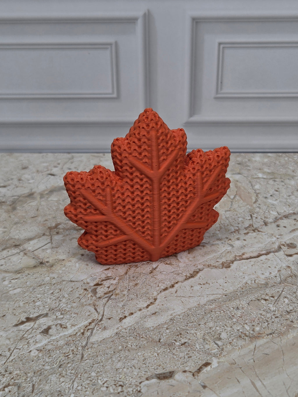2.4" Faux Crochet Maple Leaf Figurine 3D Printed Knit Autumn Desk Pet Fall Tiered Tray Decor
