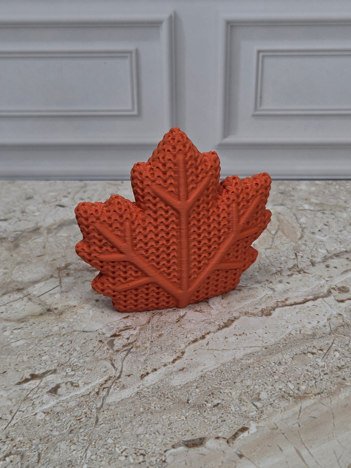 2.4" Faux Crochet Maple Leaf Figurine 3D Printed Knit Autumn Desk Pet Fall Tiered Tray Decor