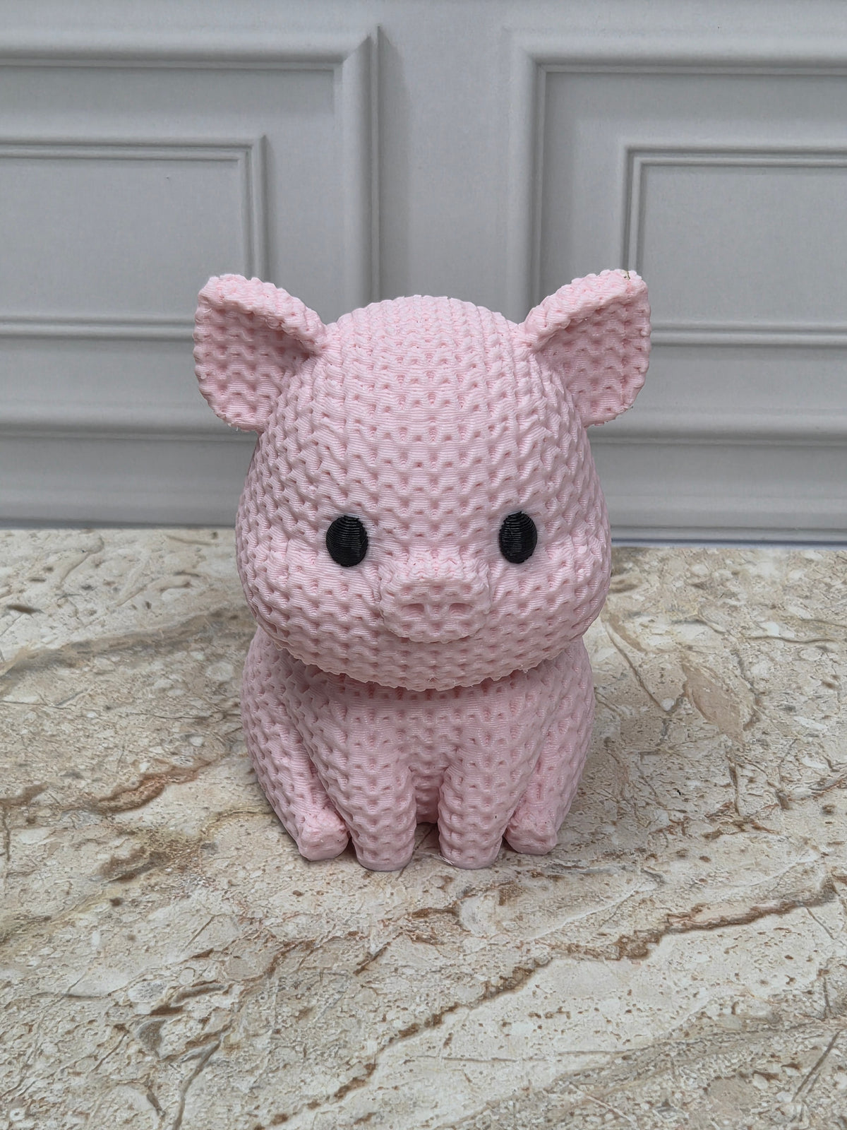 2.25" Faux Crochet Pig Figurine 3D Printed Knit Piglet Desk Pet Farmhouse Decor