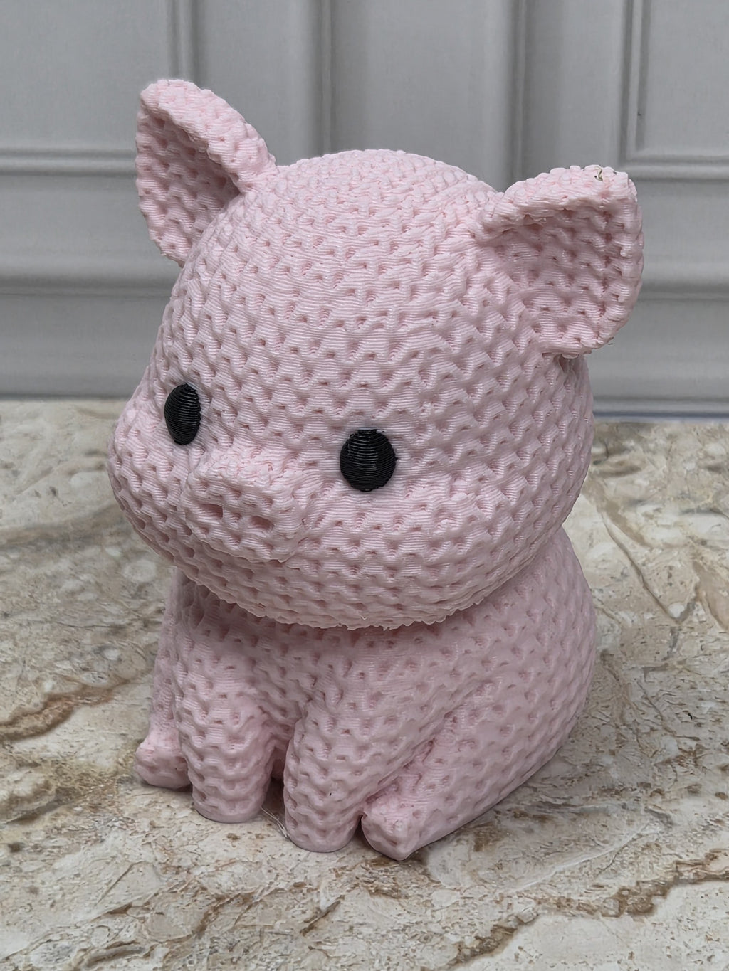 2.25" Faux Crochet Pig Figurine 3D Printed Knit Piglet Desk Pet Farmhouse Decor