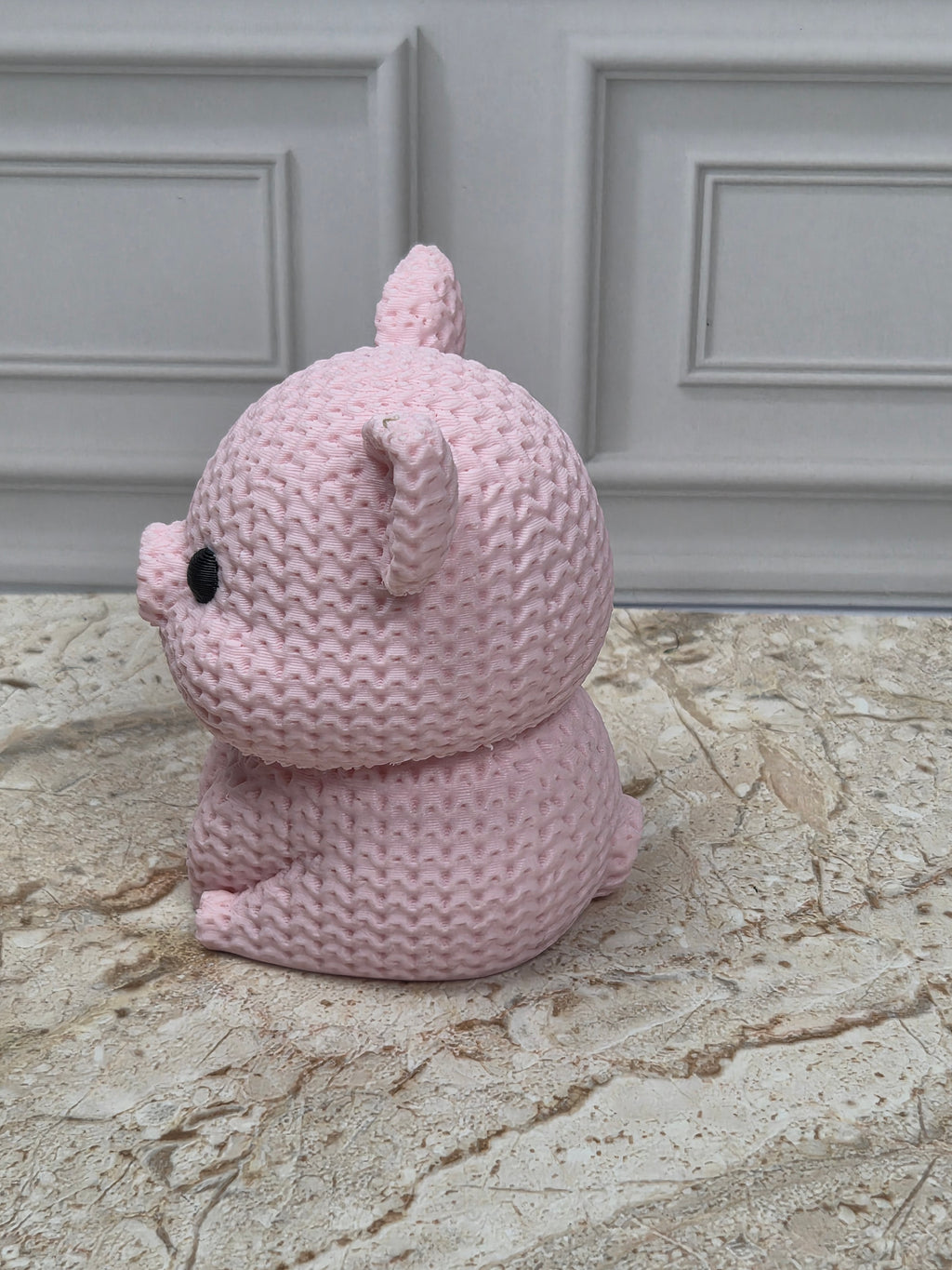 2.25" Faux Crochet Pig Figurine 3D Printed Knit Piglet Desk Pet Farmhouse Decor
