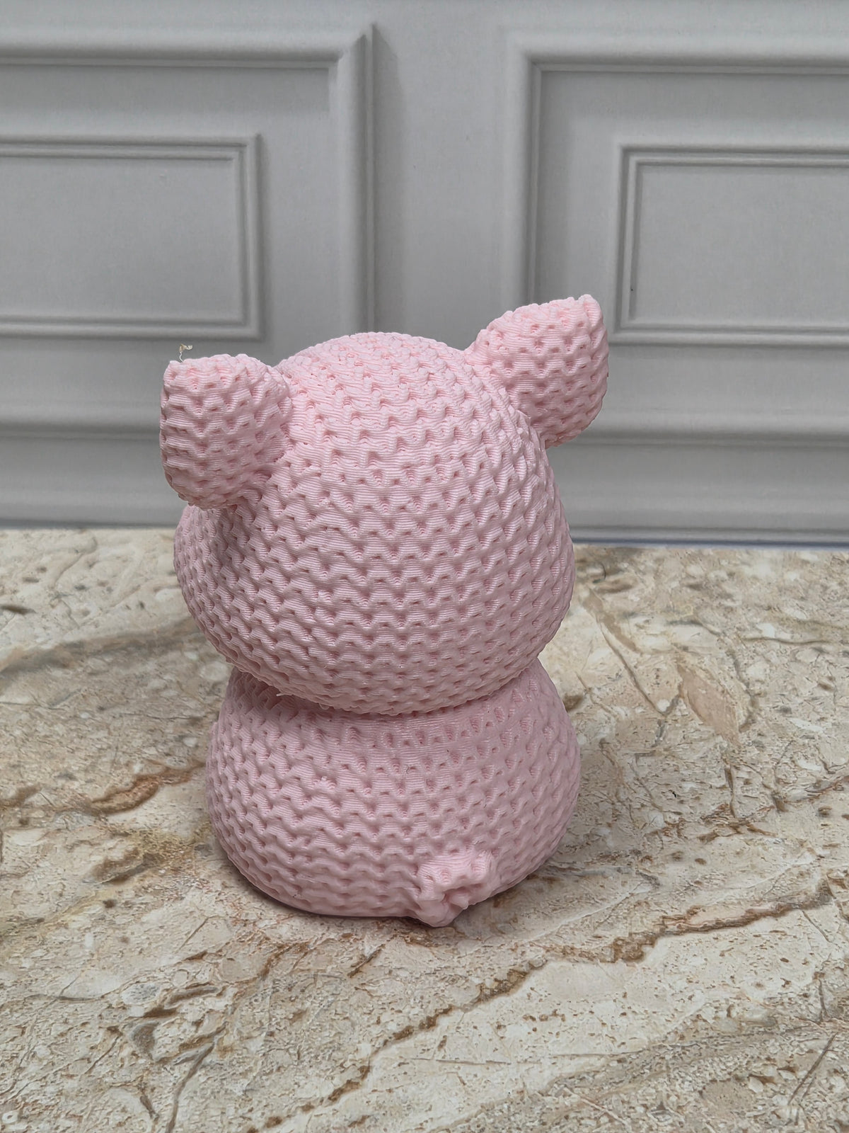 2.25" Faux Crochet Pig Figurine 3D Printed Knit Piglet Desk Pet Farmhouse Decor
