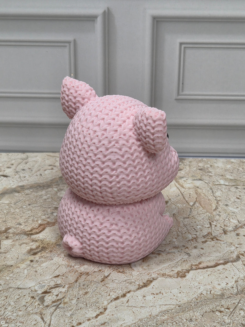 2.25" Faux Crochet Pig Figurine 3D Printed Knit Piglet Desk Pet Farmhouse Decor
