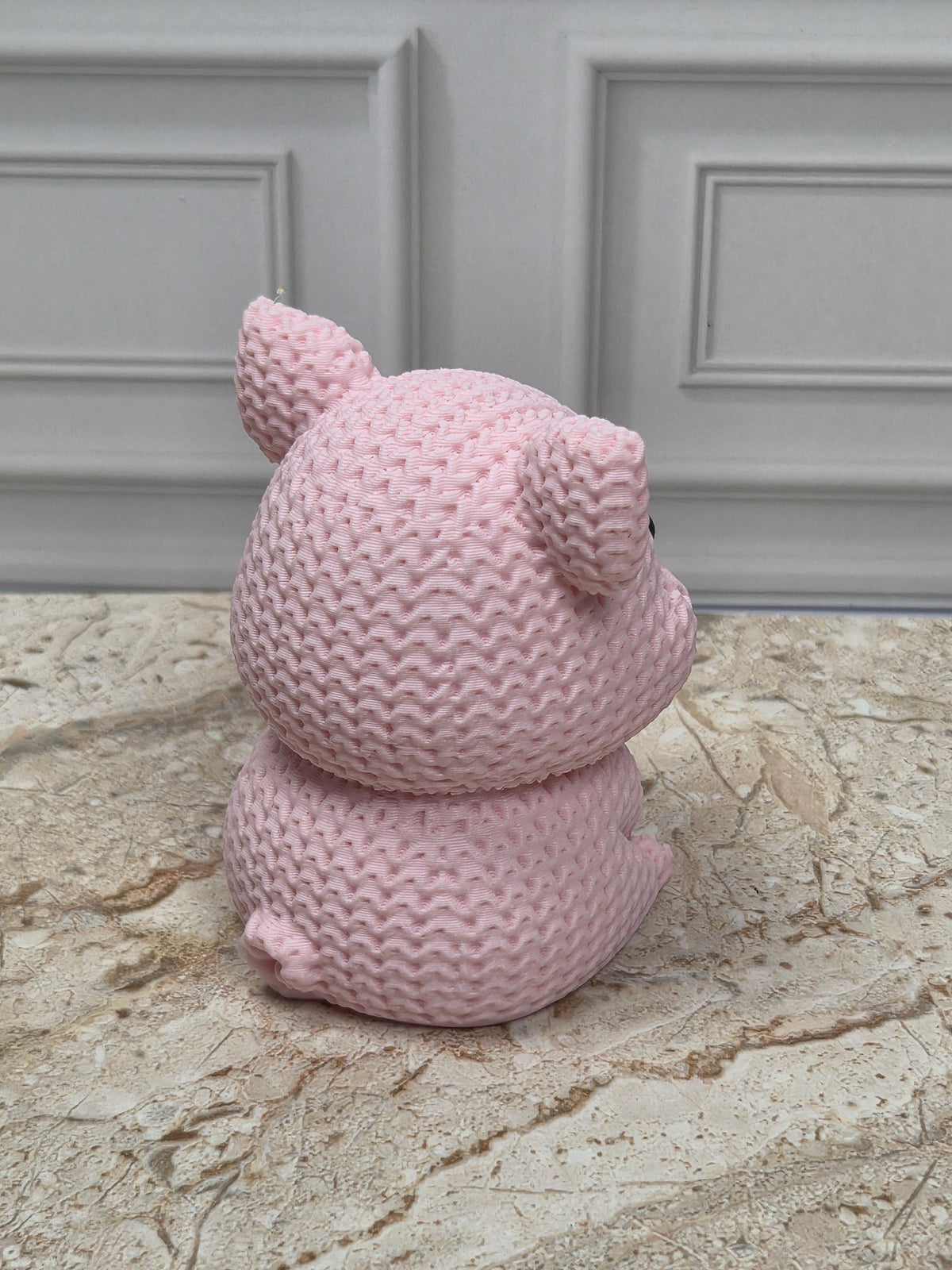 2.25" Faux Crochet Pig Figurine 3D Printed Knit Piglet Desk Pet Farmhouse Decor