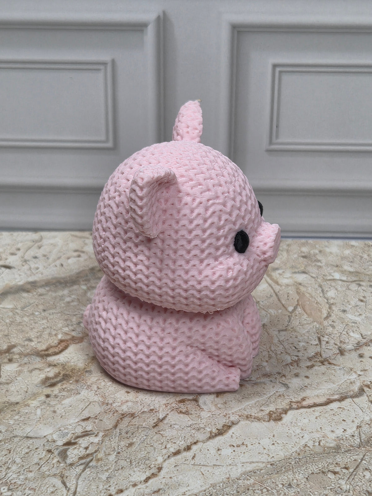 2.25" Faux Crochet Pig Figurine 3D Printed Knit Piglet Desk Pet Farmhouse Decor