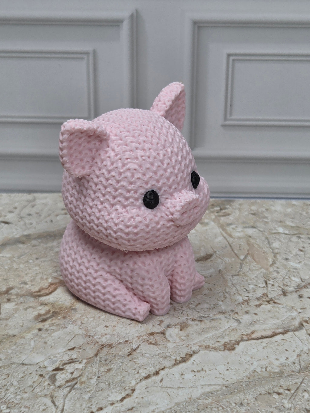 2.25" Faux Crochet Pig Figurine 3D Printed Knit Piglet Desk Pet Farmhouse Decor