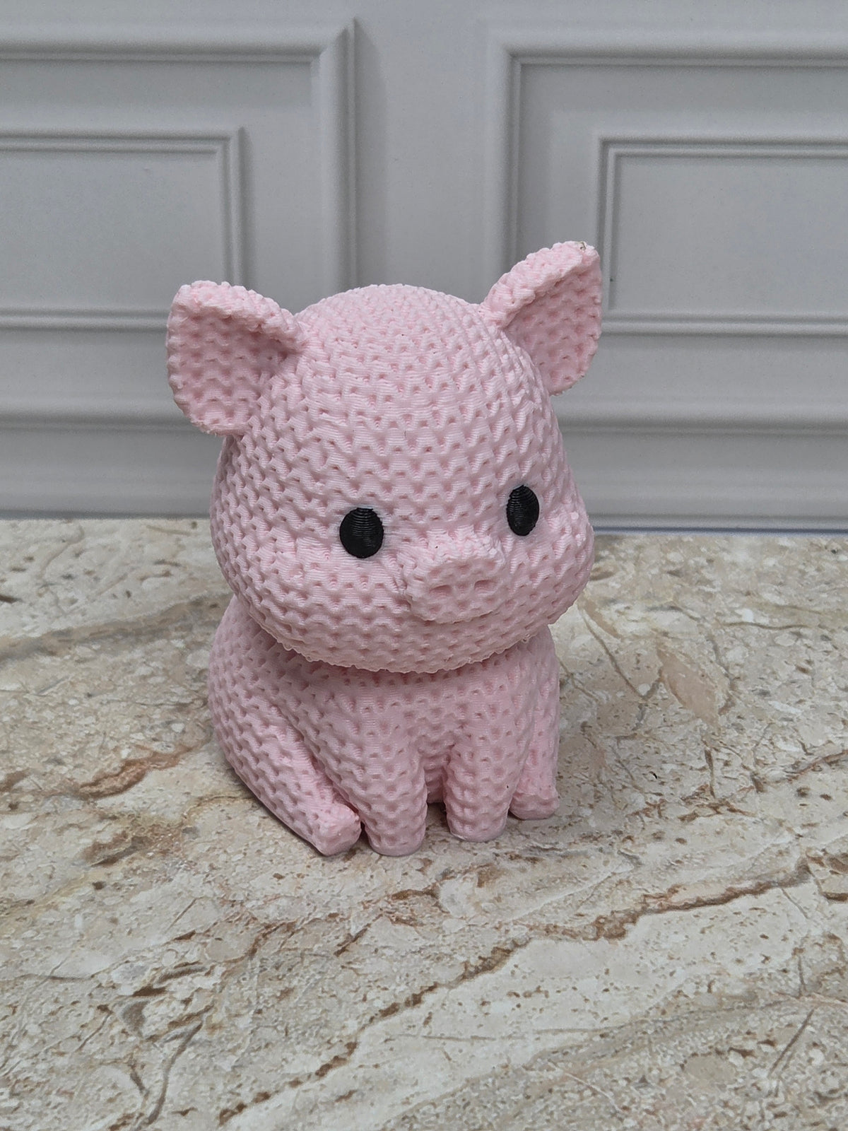 2.25" Faux Crochet Pig Figurine 3D Printed Knit Piglet Desk Pet Farmhouse Decor