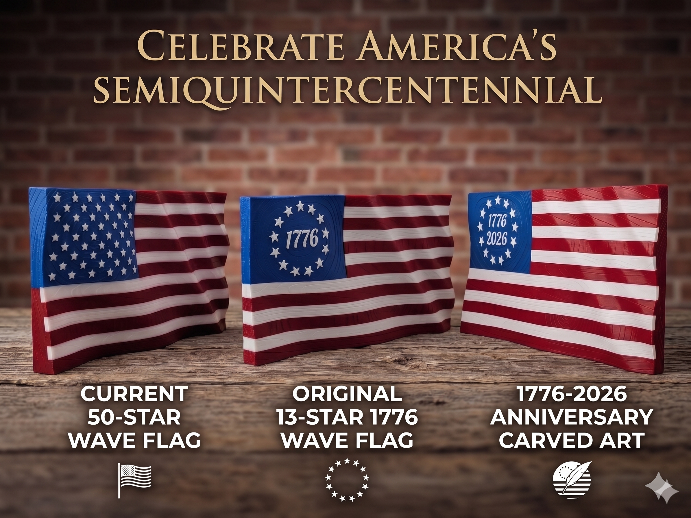 5.5 Inch American Waving Flag Commemorative Magnet with Embedded No Scratch Backing