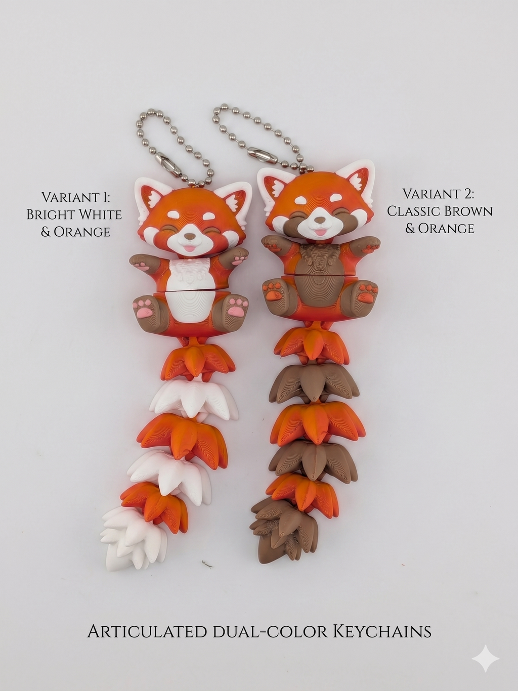 5 Inch Fluffy Tail Red Panda Keychain Articulated Cute Fidget Buddy Set