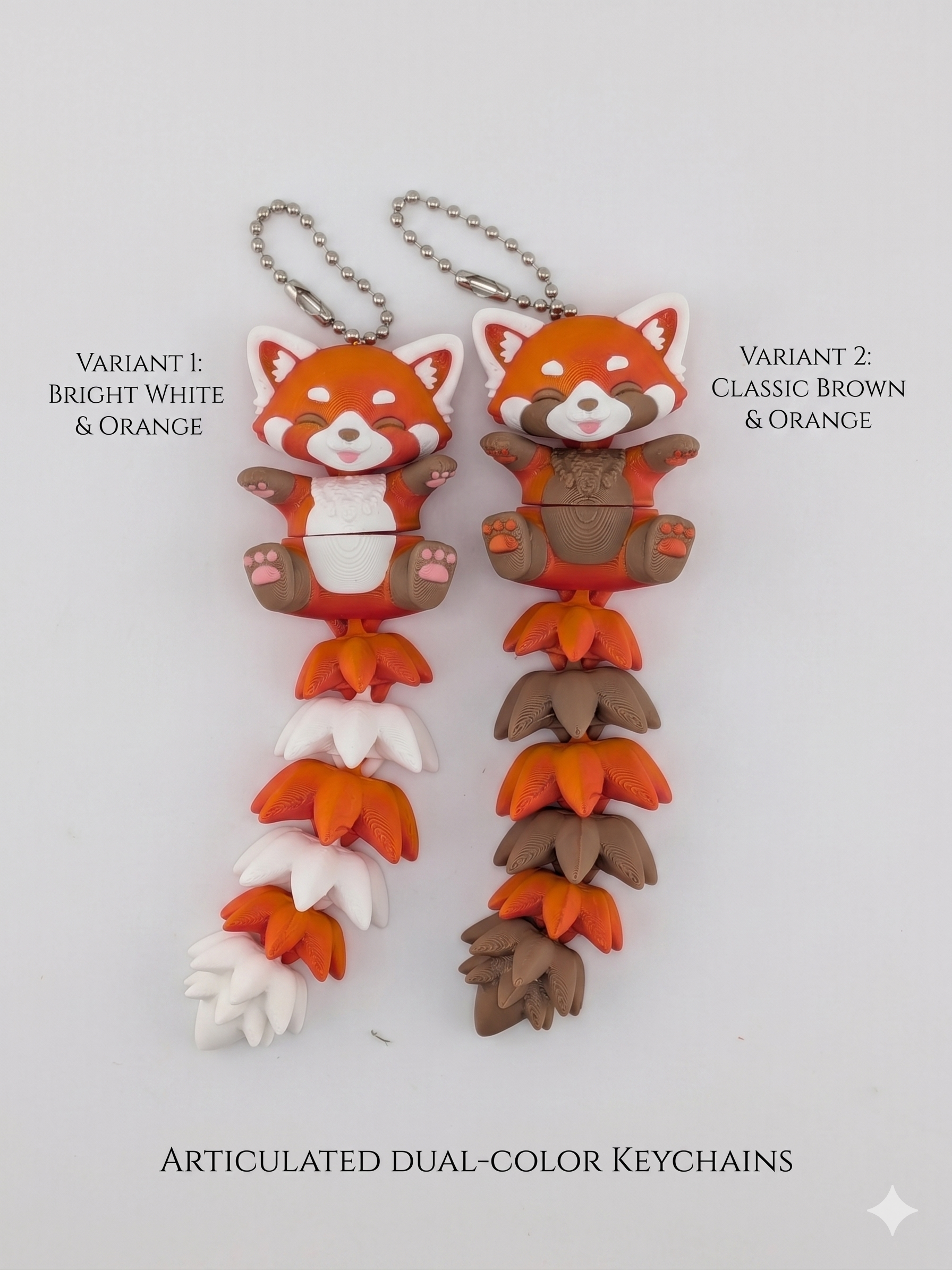 5 Inch Fluffy Tail Red Panda Keychain Articulated Cute Fidget Buddy Set