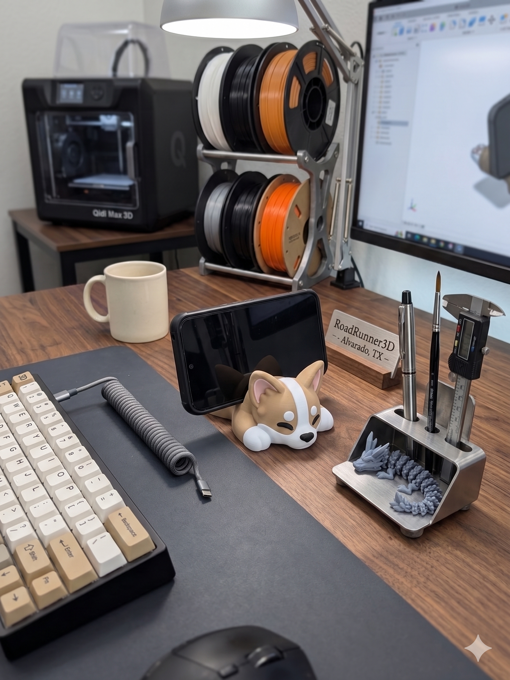 5.75 Inch Corgi Phone Holder 3D Printed Desk Pet Smartphone Stand