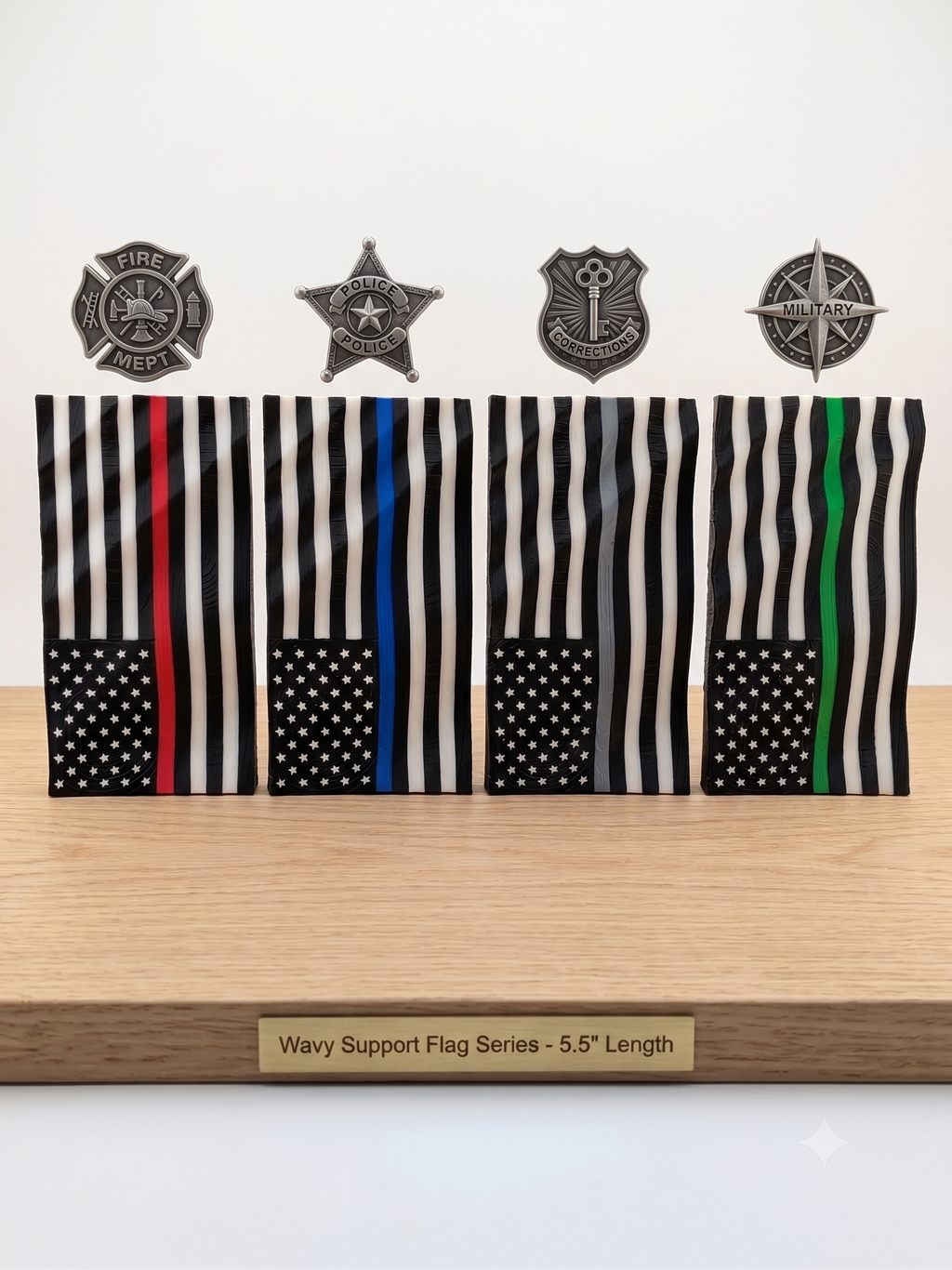 5.5 Inch Thin Blue Line American Flag Waving Magnet First Responder Tribute