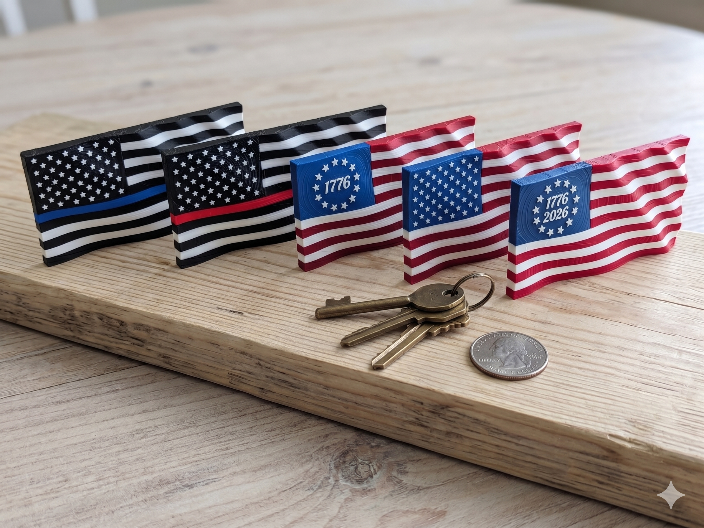 American Flag Waving Magnet 250th Anniversary Thin Line Collection 5.5 Inch
