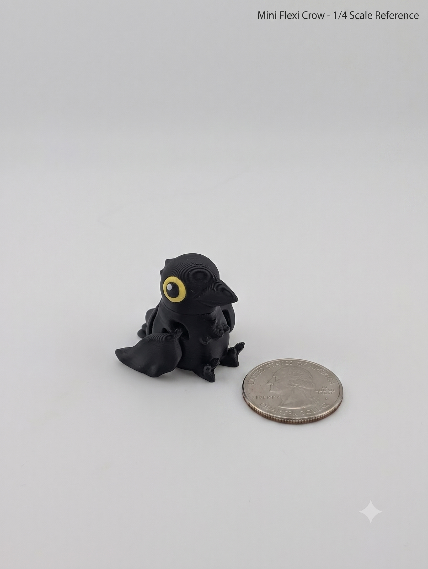 1.38 Inch Mini Flexi Crow Keychain Articulated Bird Fidget Buddy