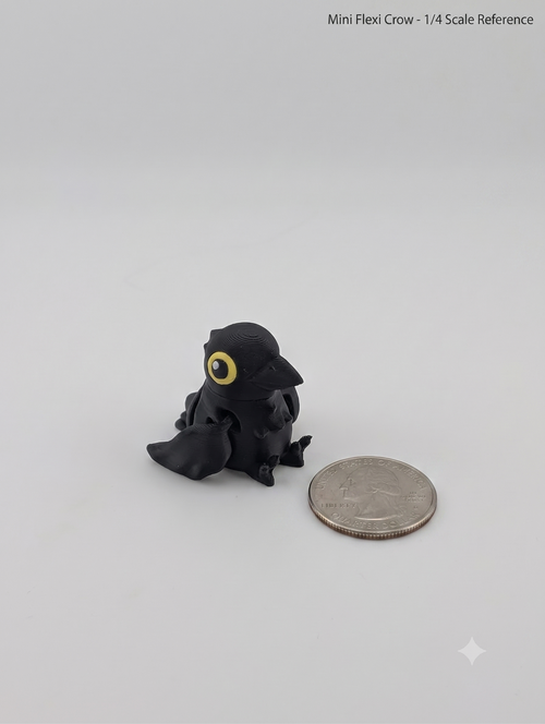 1.38 Inch Mini Flexi Crow Keychain Articulated Bird Fidget Buddy