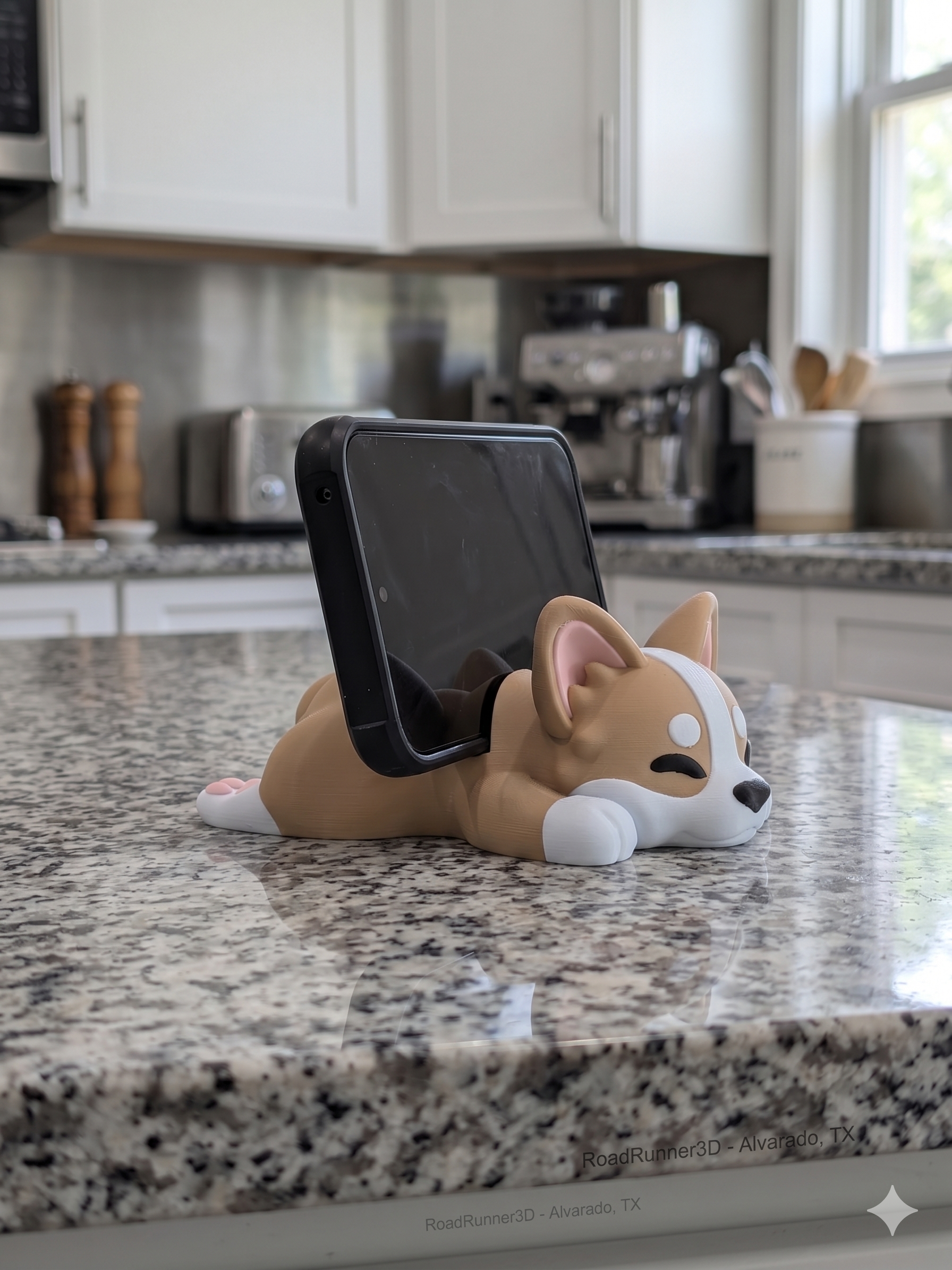 5.75 Inch Corgi Phone Holder 3D Printed Desk Pet Smartphone Stand