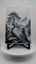 Hueforge Japanese Mountain Pass – Layered 3D Printed Grayscale Art (9.5" x 6.25")