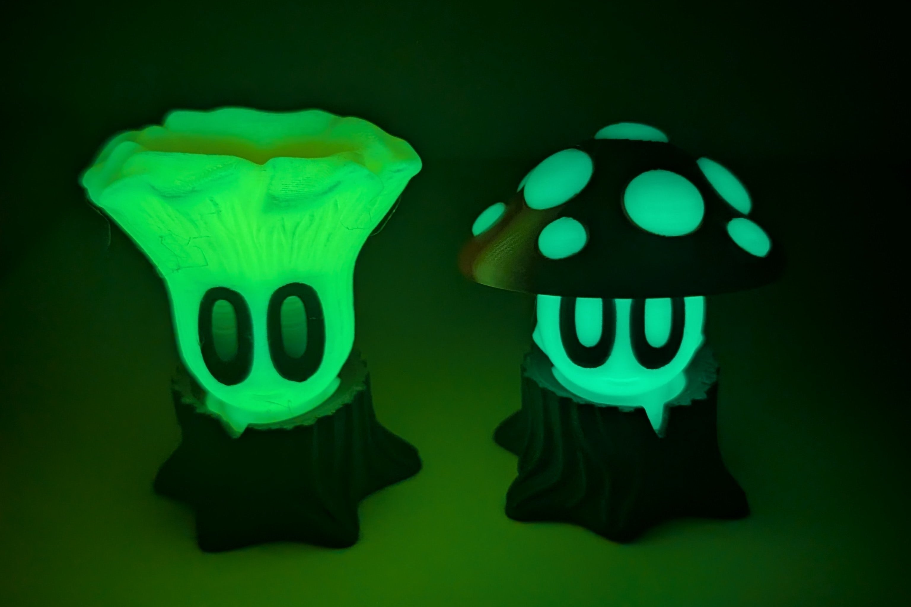 Mushroom Buddy Set with log and stumps - 2 Glow in the Dark