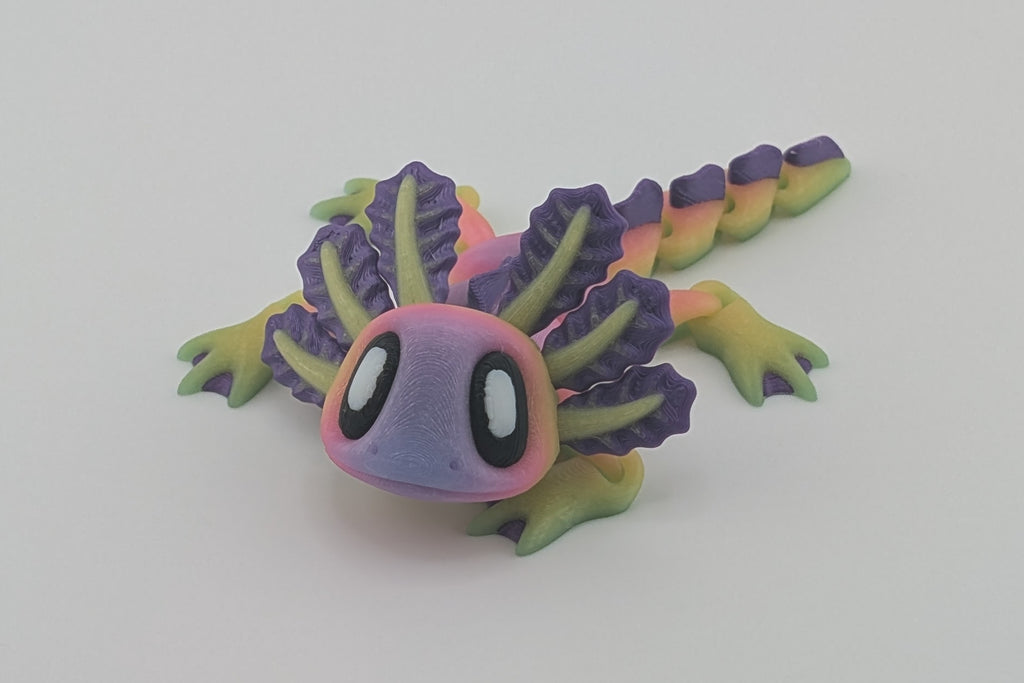 Neon Axolotl Magnet Flexi Fidget– Glow-in-the-Dark Amphibian Friend