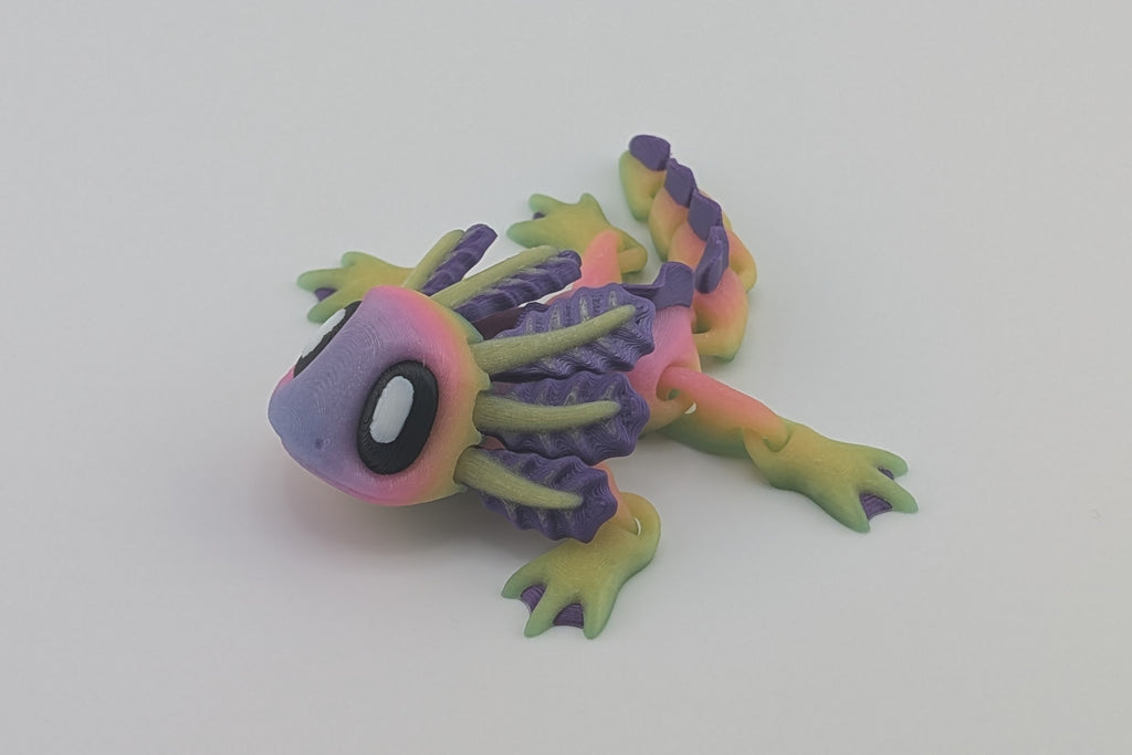 Neon Axolotl Magnet Flexi Fidget– Glow-in-the-Dark Amphibian Friend