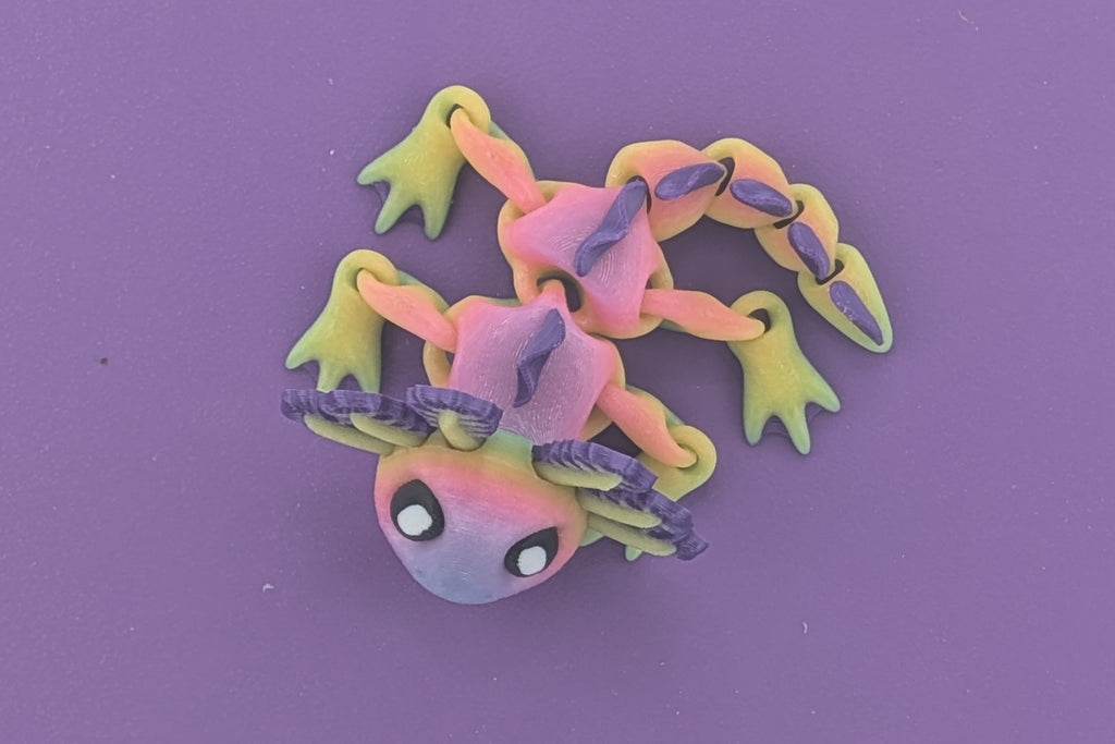 Neon Axolotl Magnet Flexi Fidget– Glow-in-the-Dark Amphibian Friend