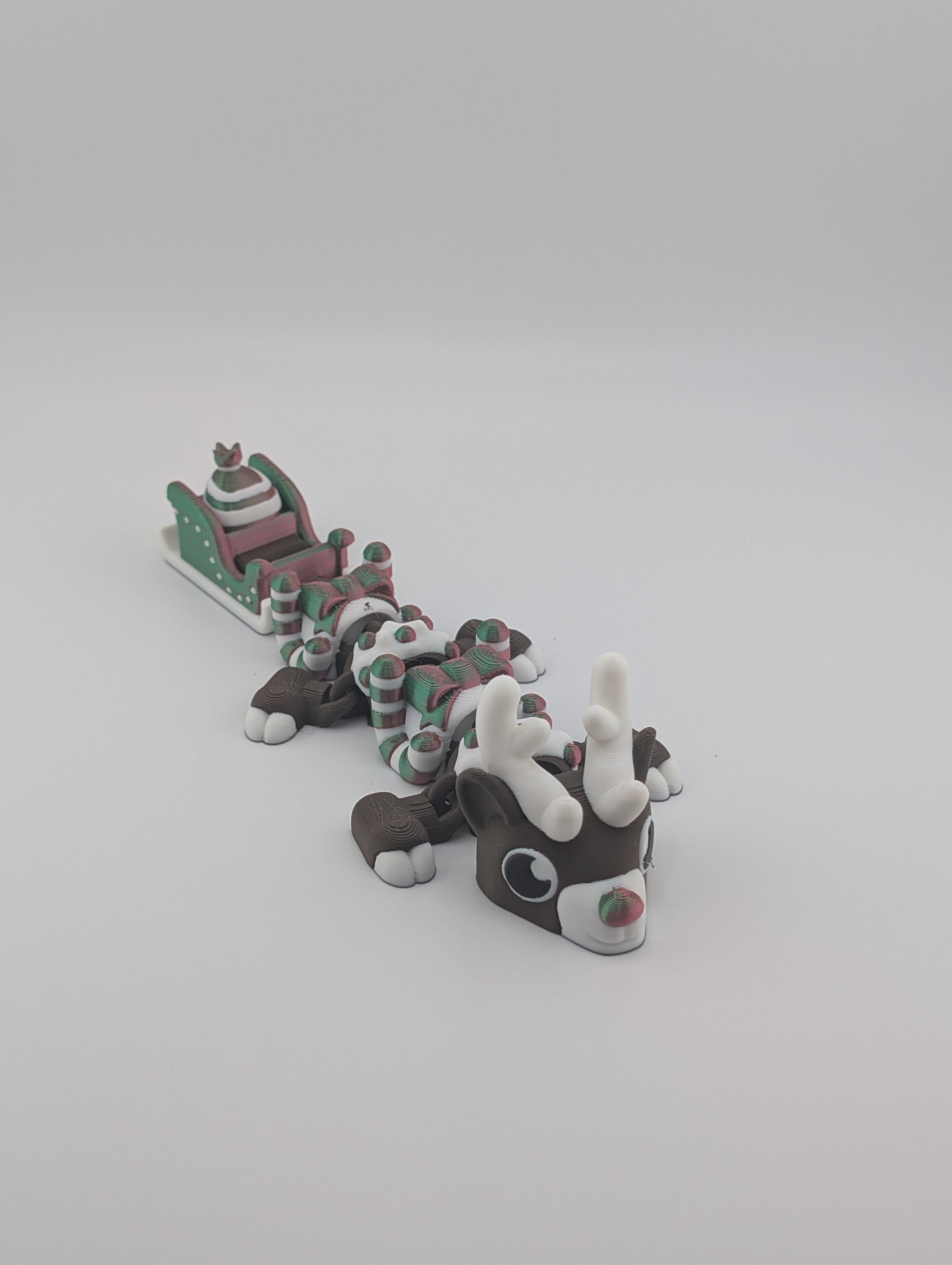 Articulating Mini Reindeer Dragon – 6.75" 3D Printed Holiday Beast