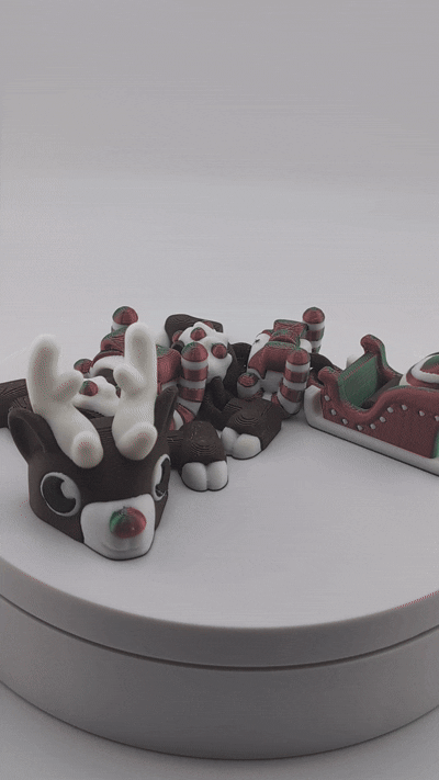 Articulating Mini Reindeer Dragon – 6.75" 3D Printed Holiday Beast