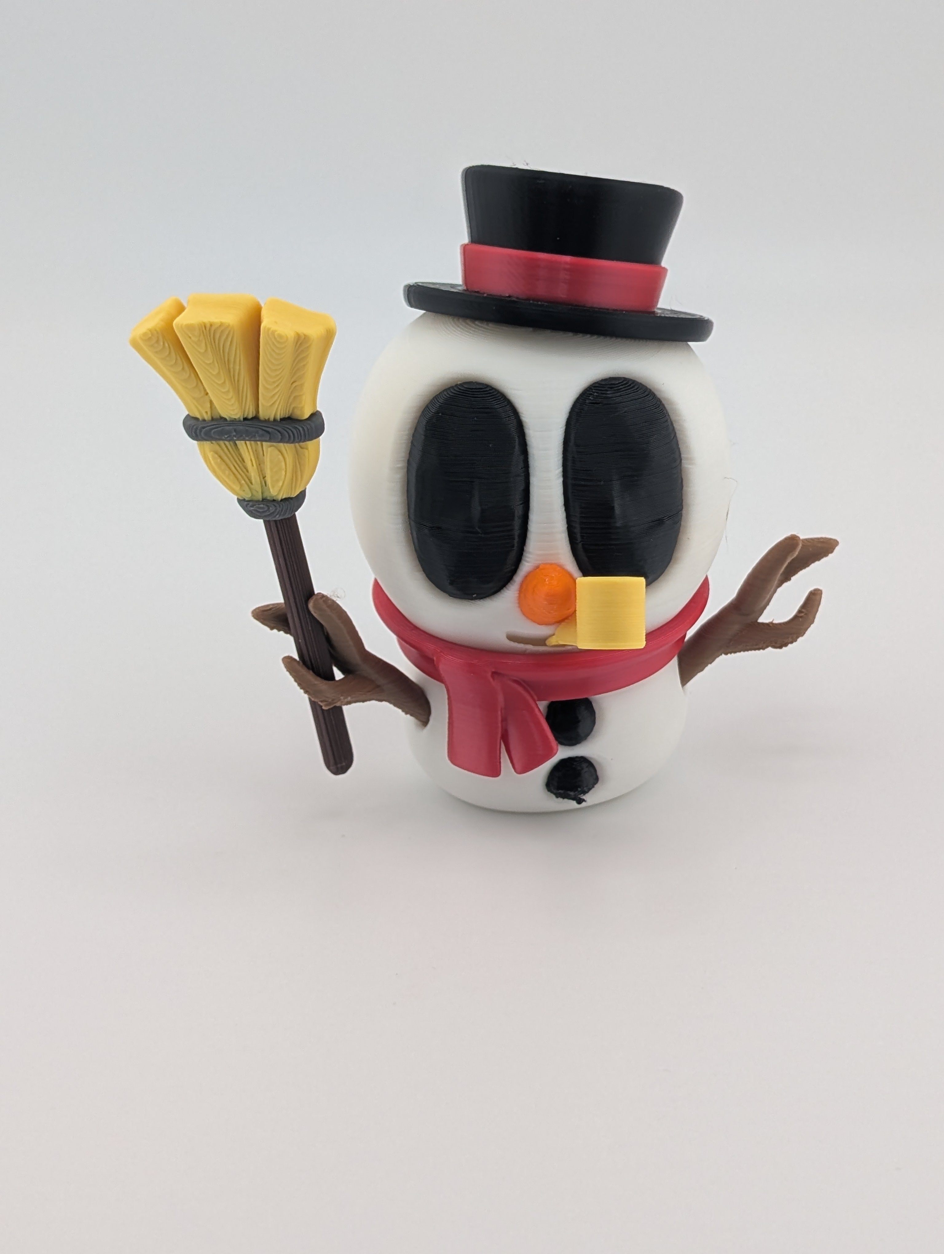 Snowblob with Broom & Pipe – Winter Decor (3.25" Tall)