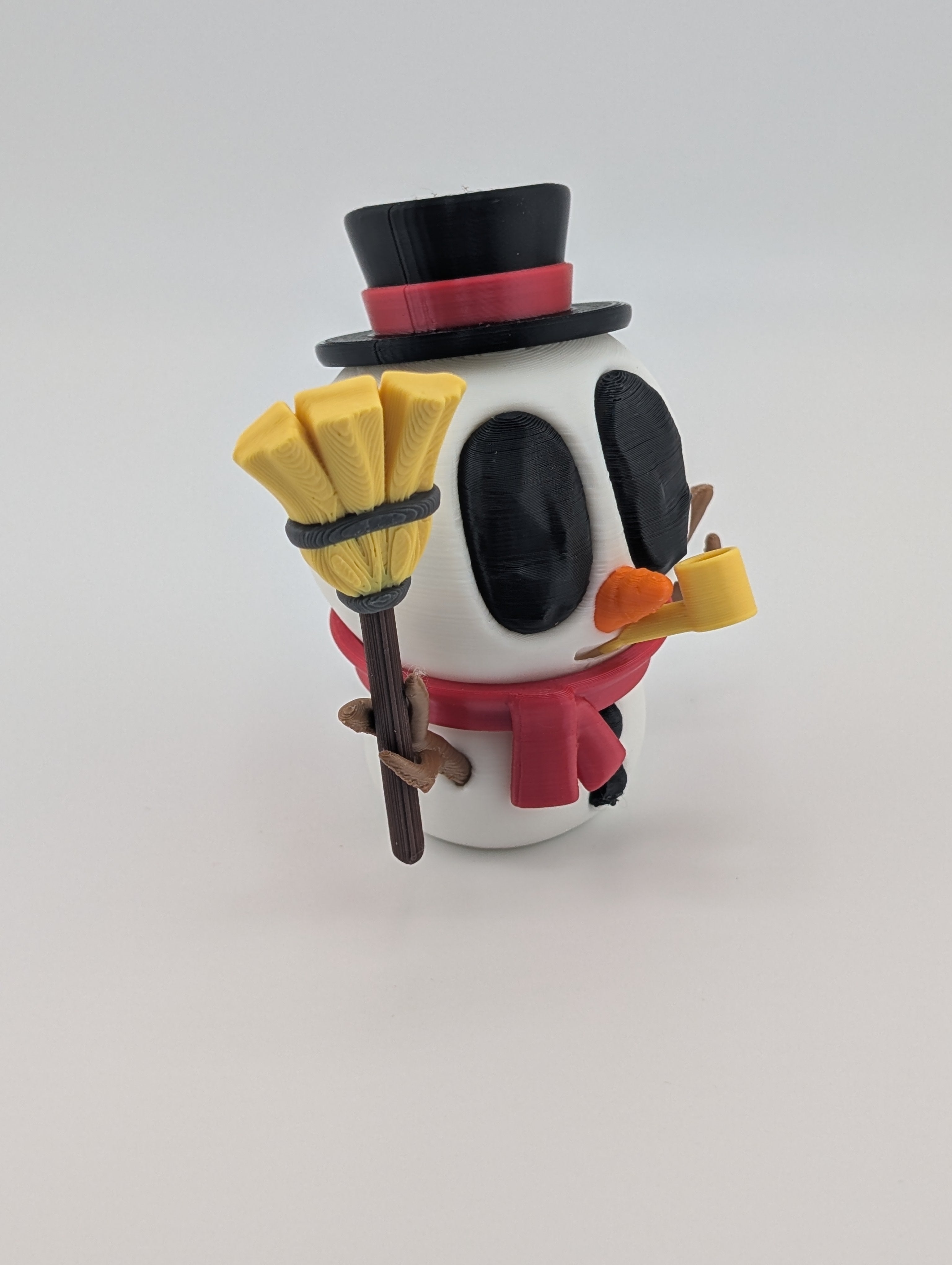 Snowblob with Broom & Pipe – Winter Decor (3.25" Tall)