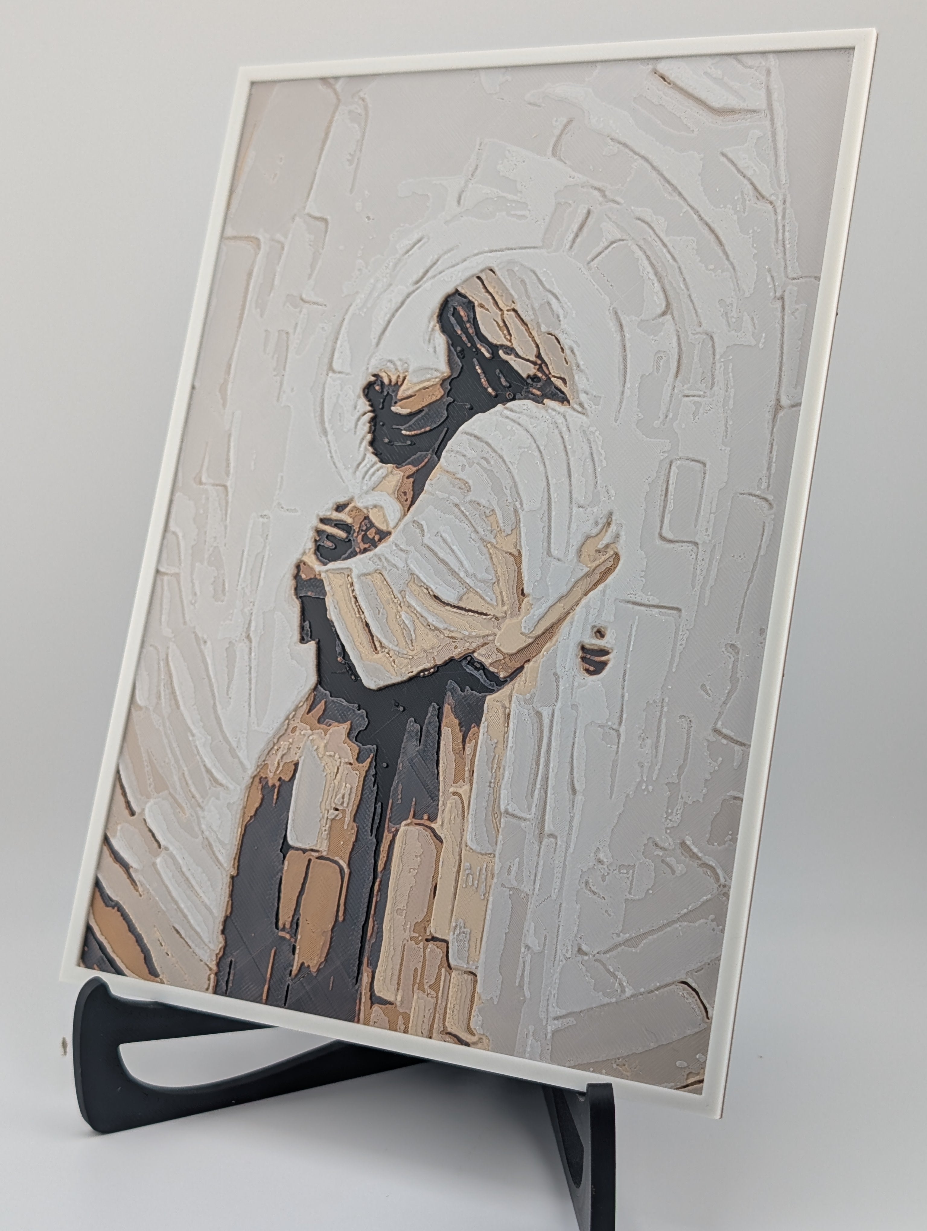 Hueforge Art Panel – “Compassion” (Jesus Embracing Woman) – 9.45"x6.65" PLA Print