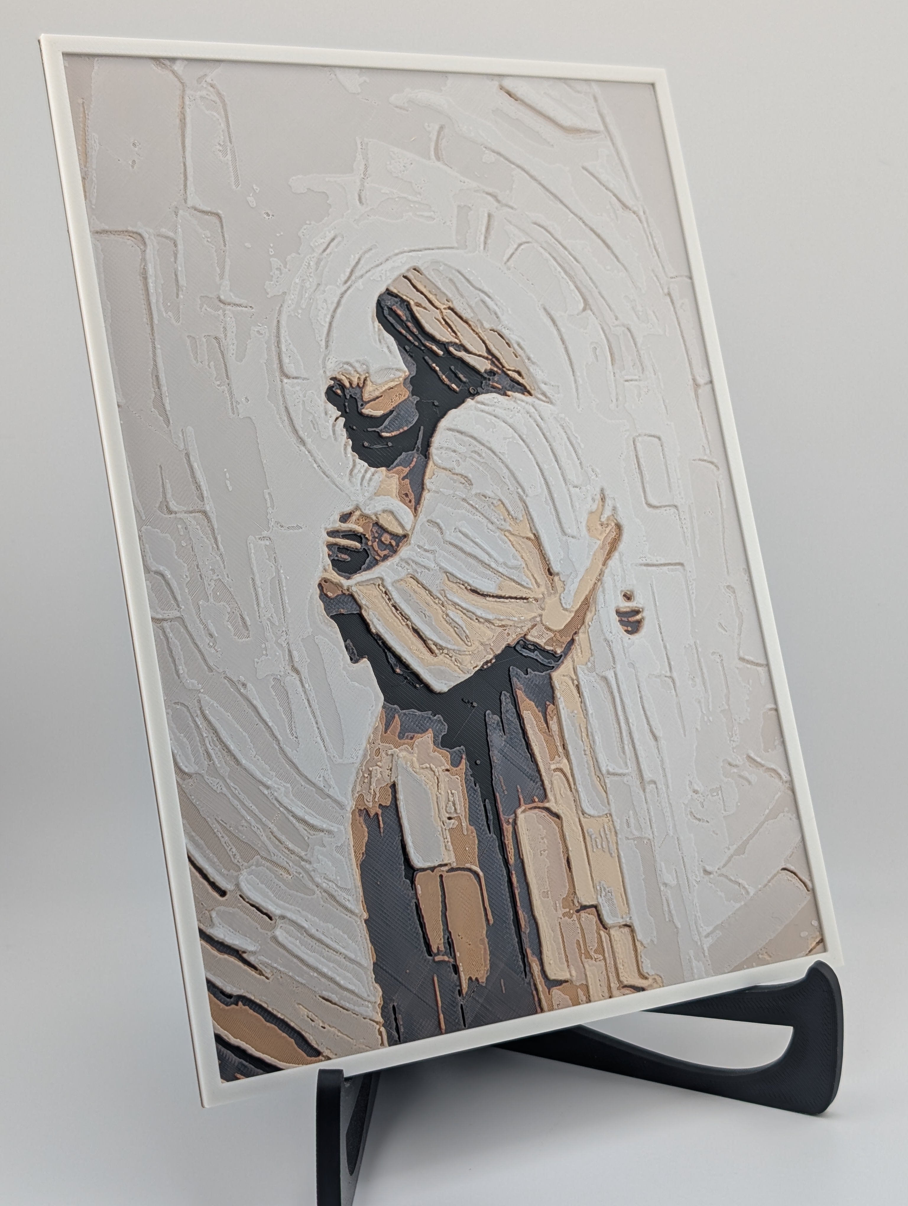 Hueforge Art Panel – “Compassion” (Jesus Embracing Woman) – 9.45"x6.65" PLA Print
