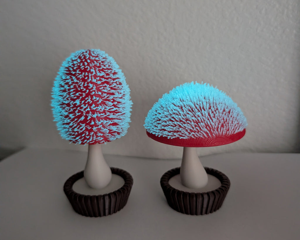 Whimsical UV-Reactive Mushroom Decor – PLA 3D Printed Fidget Toy (Set of 2)