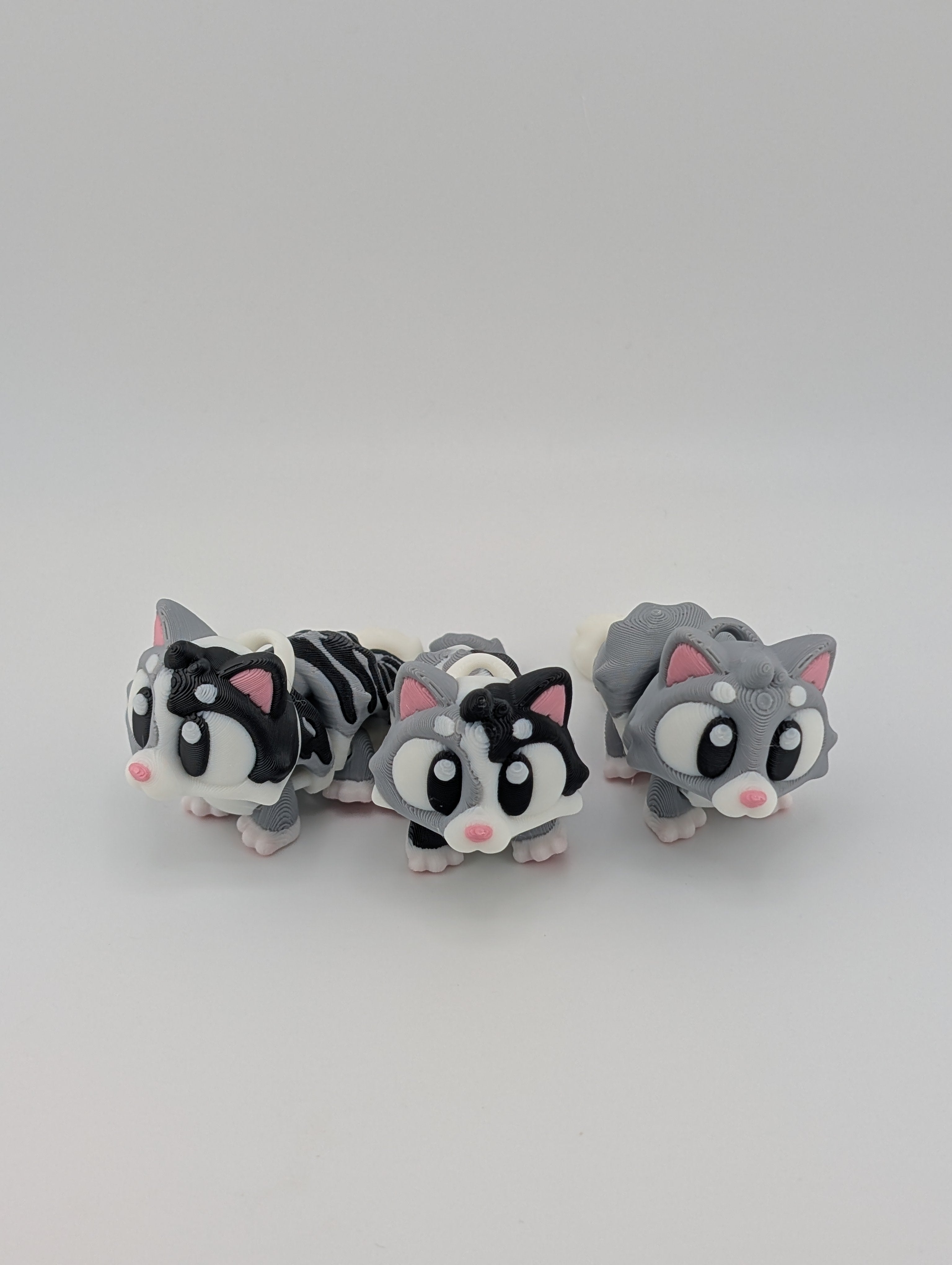 Flexi Cat Keychain Trio – Articulated 3" PLA Fidget Toy