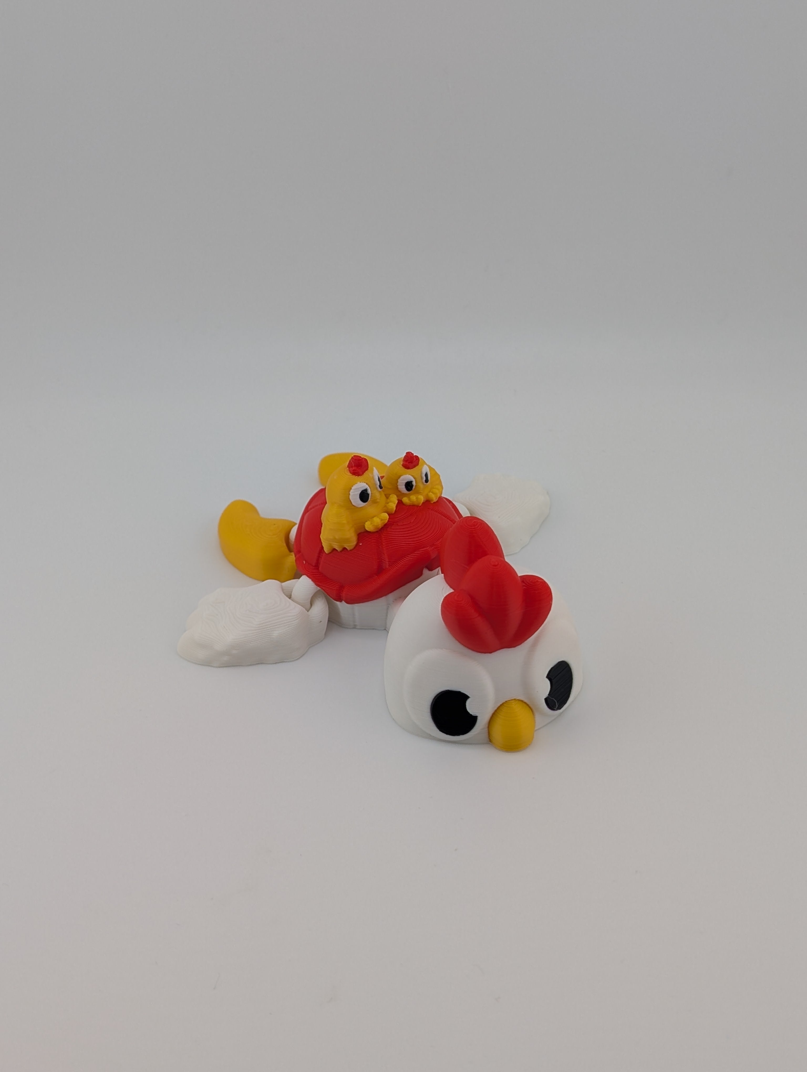 Chicken-Inspired Flexi Turtle with Chicks – 4.12" PLA Toy