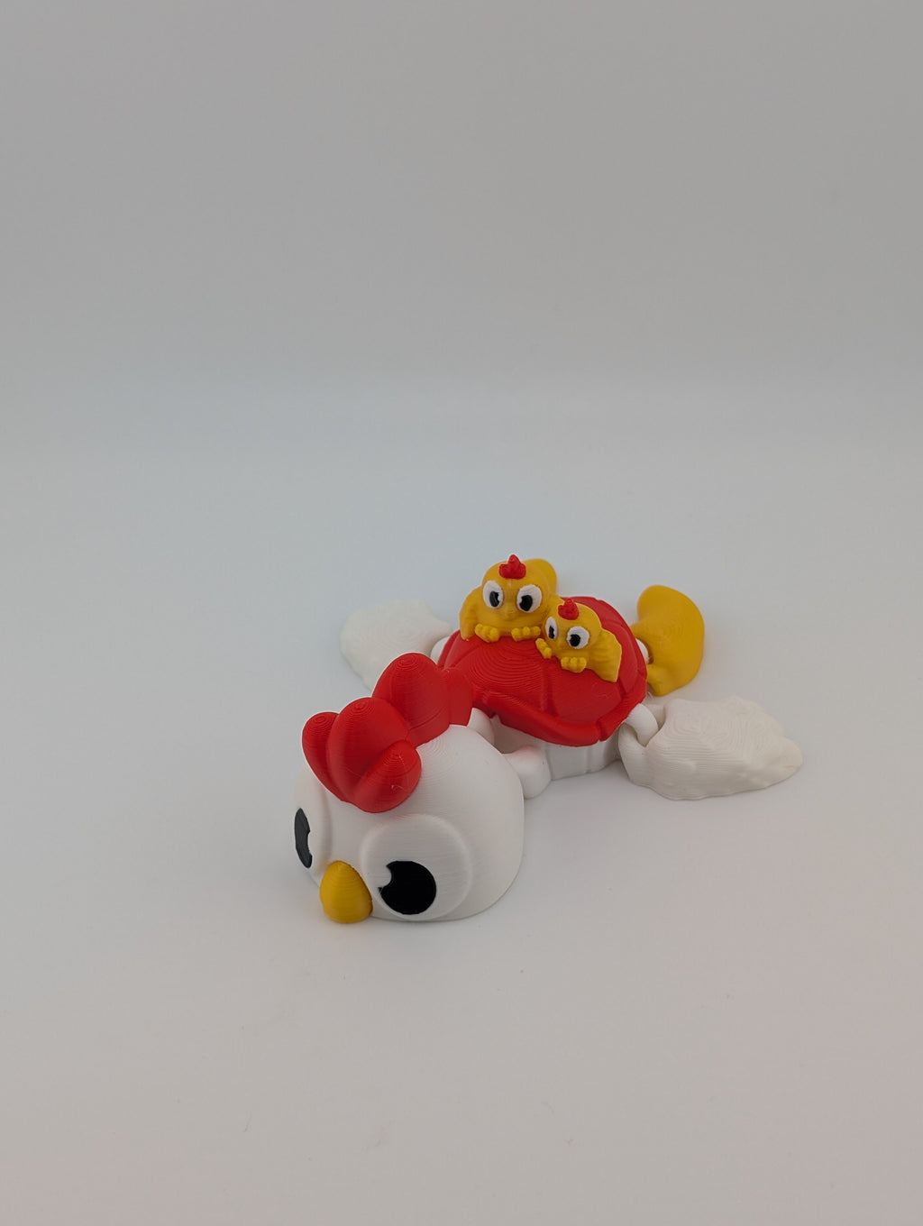 Chicken-Inspired Flexi Turtle with Chicks – 4.12" PLA Toy