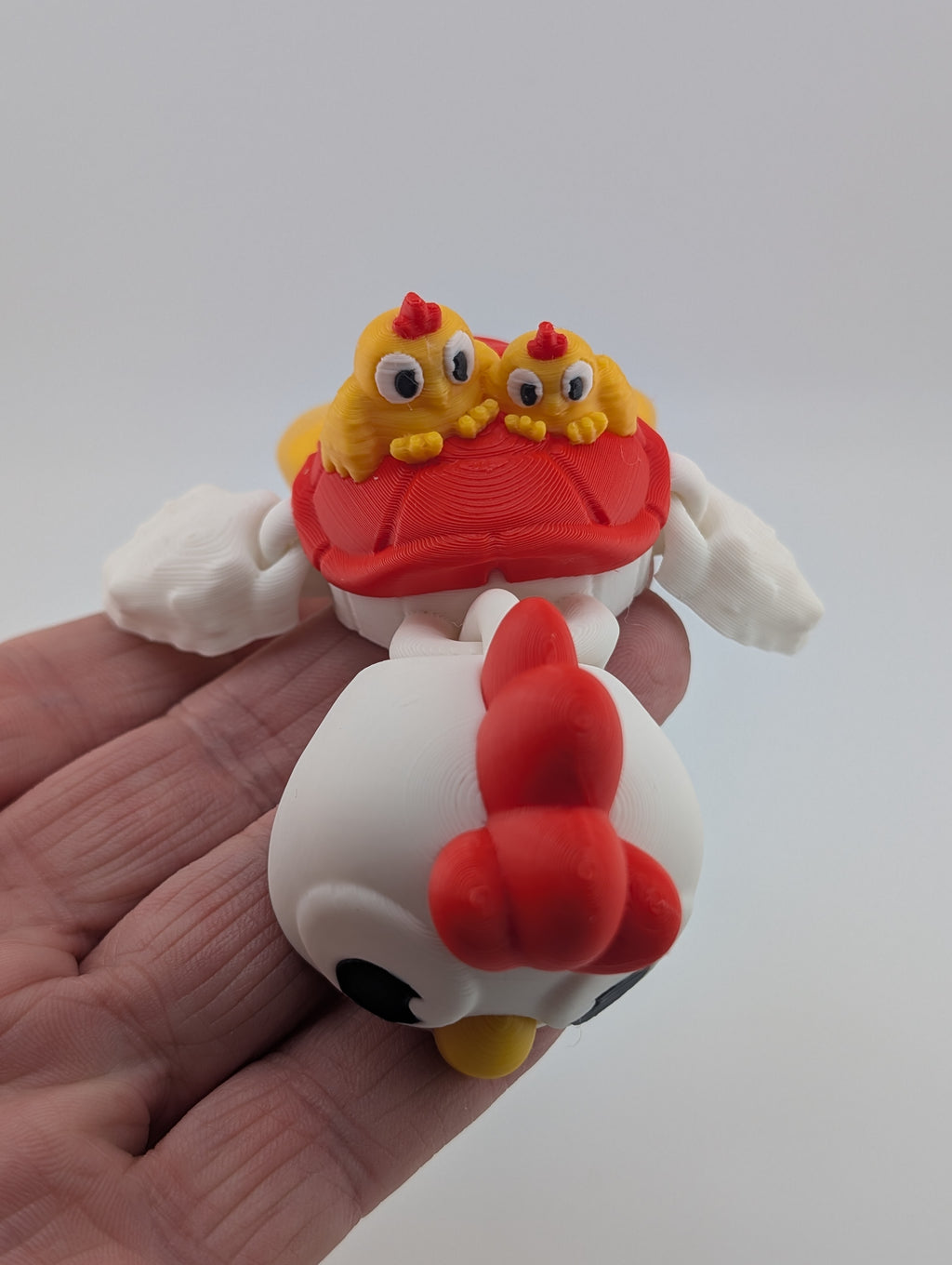 Chicken-Inspired Flexi Turtle with Chicks – 4.12" PLA Toy