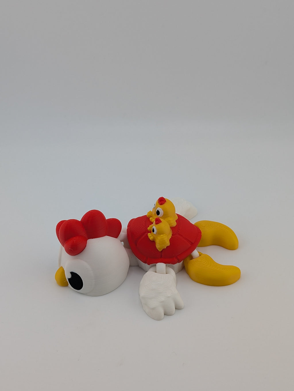 Chicken-Inspired Flexi Turtle with Chicks – 4.12" PLA Toy