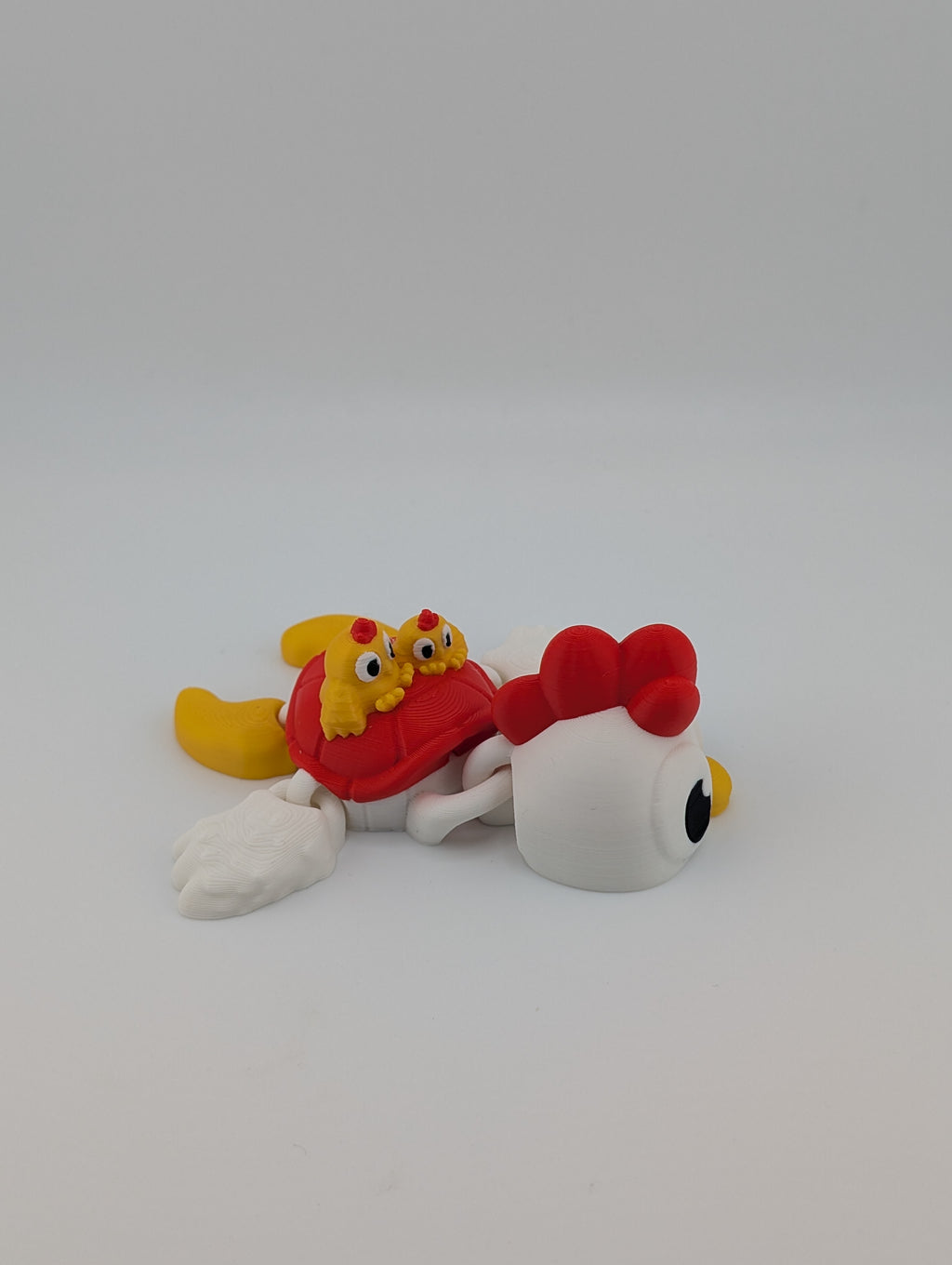 Chicken-Inspired Flexi Turtle with Chicks – 4.12" PLA Toy