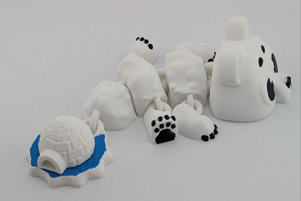 Polar Bear Mini Dragon – Flexi Fidget Toy with Arctic Flair