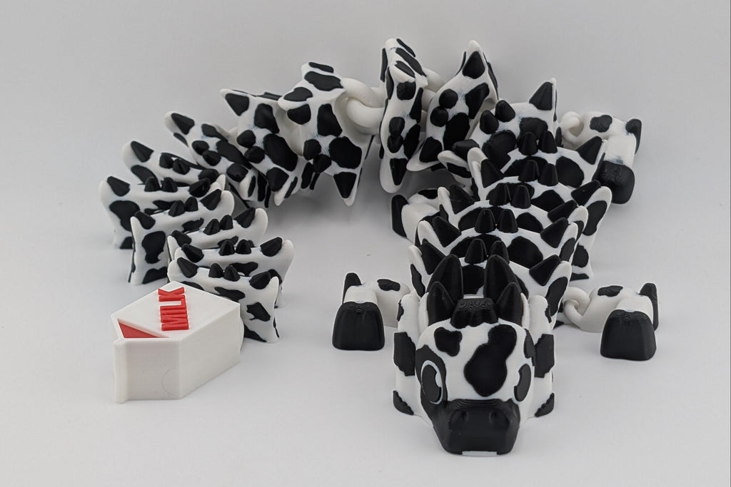 Cow Dragon – Articulated Flexi Toy with Milk Carton Tail