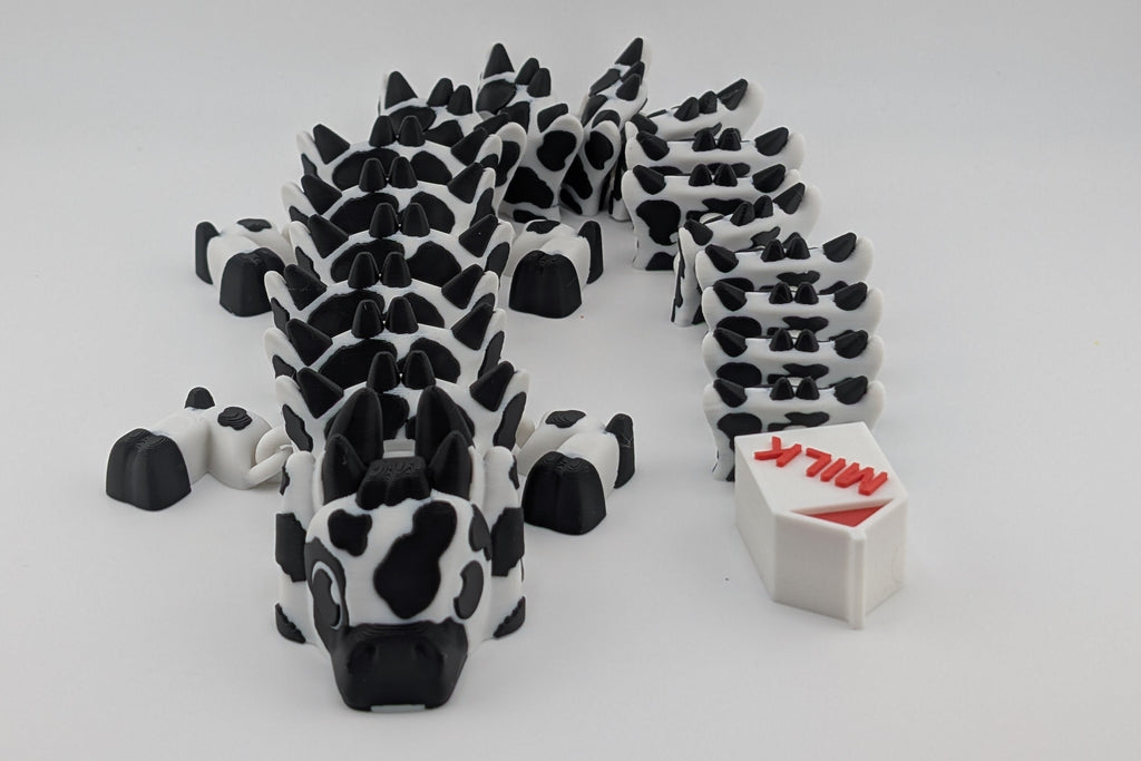 Cow Dragon – Articulated Flexi Toy with Milk Carton Tail