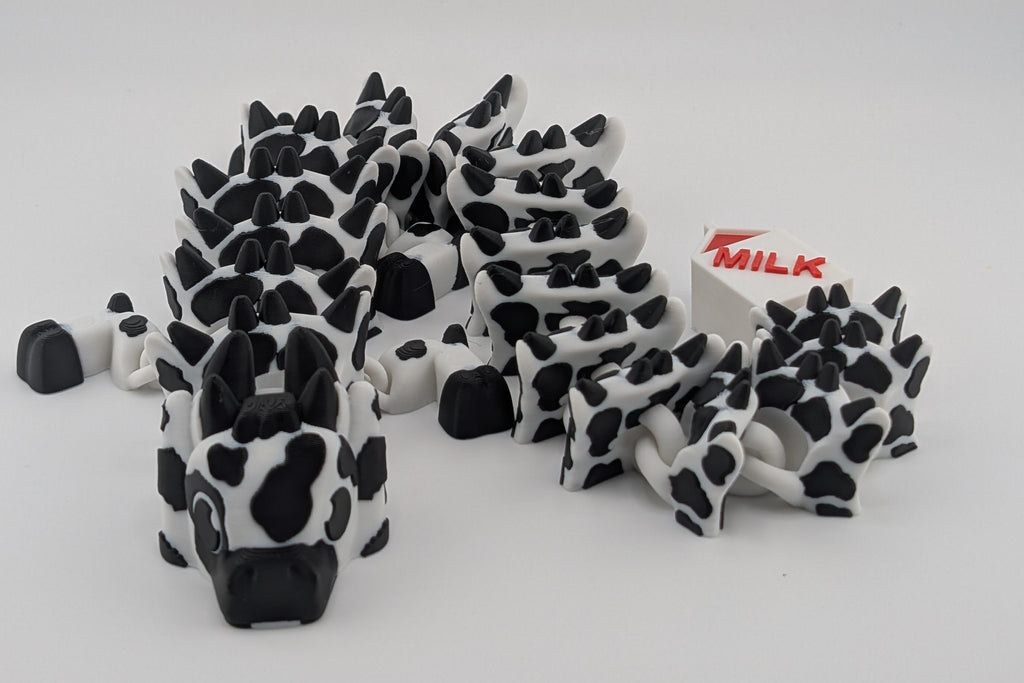 Cow Dragon – Articulated Flexi Toy with Milk Carton Tail